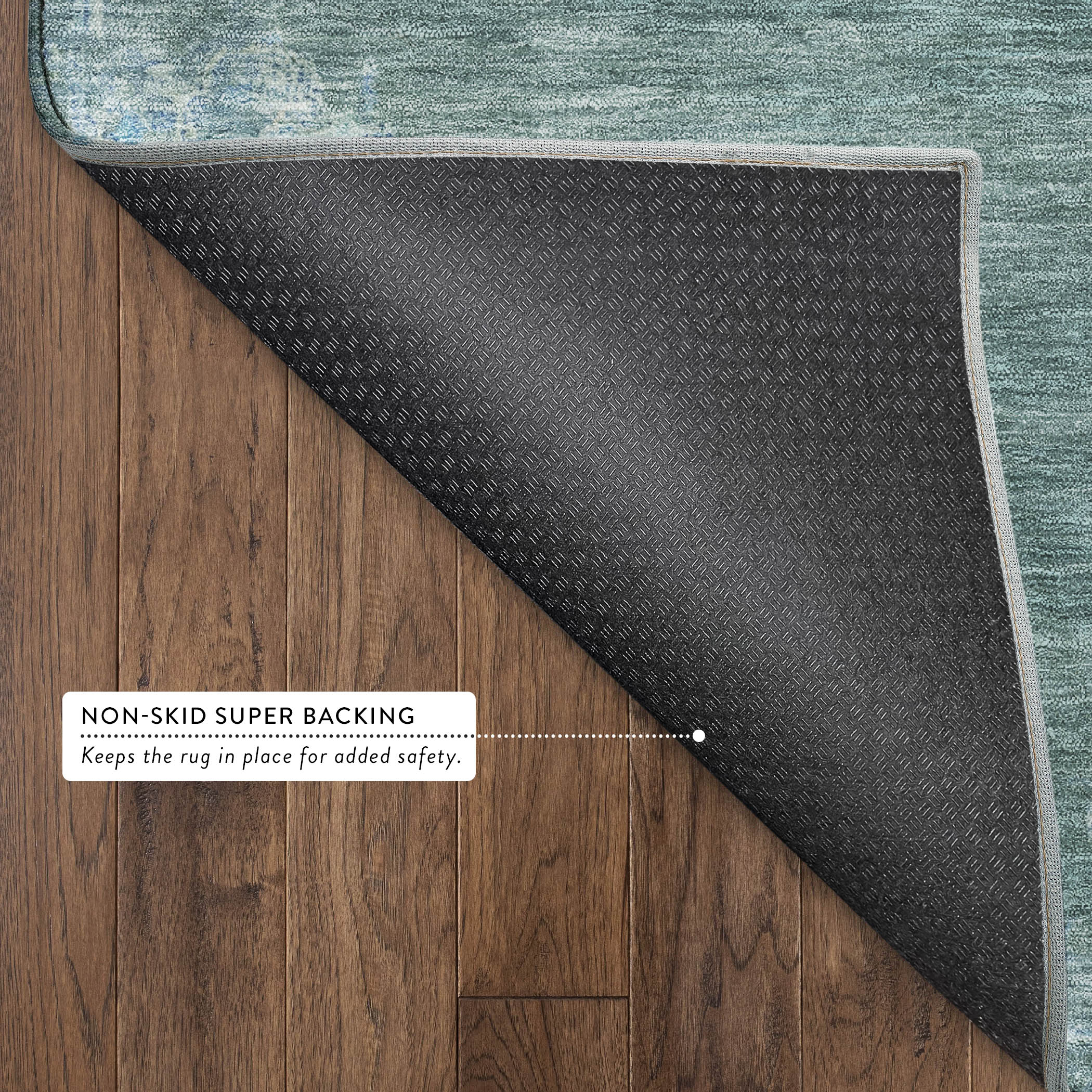 Kotor Machine Washable Traditional Teal Rug 1'8" x 2'6" #shape_Rectangle