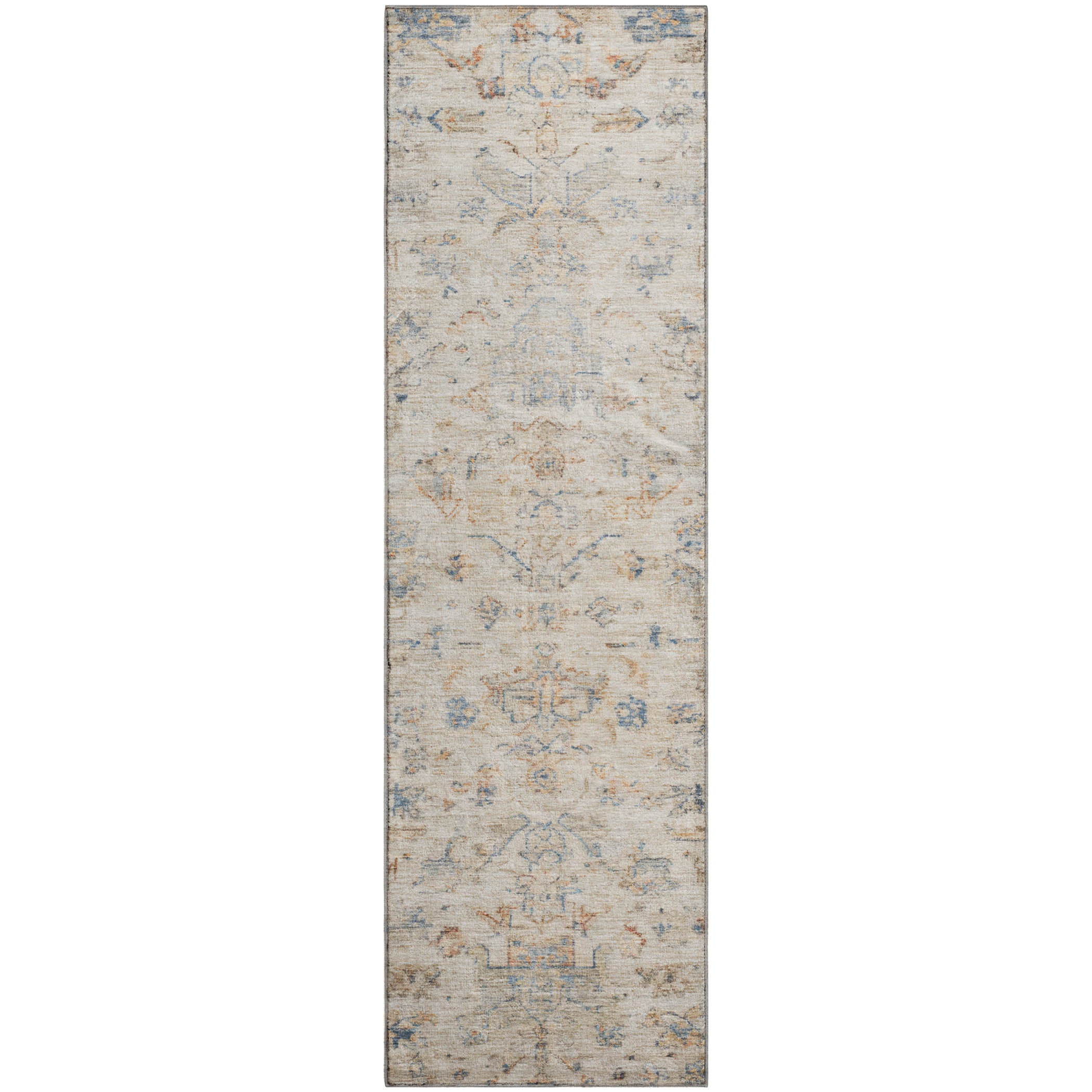 Oaxaca Machine Washable Traditional Beige Brown Rug 2'3" x 7'6" #shape_Runner