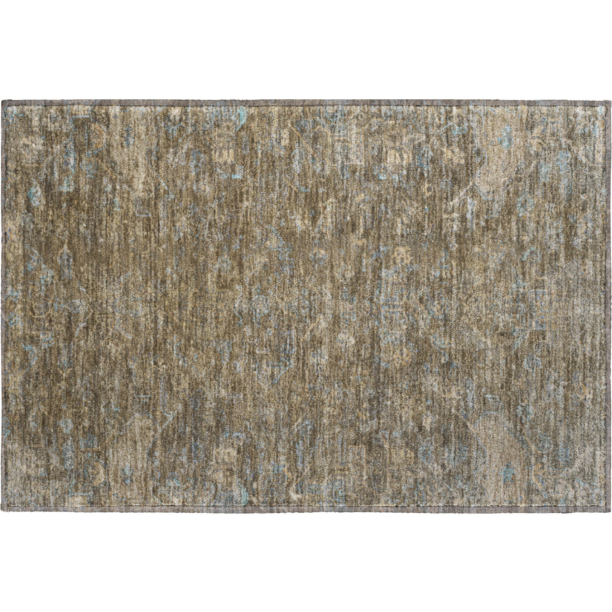 Oaxaca Machine Washable Traditional Brown Rug 1'8" x 2'6" #shape_Rectangle