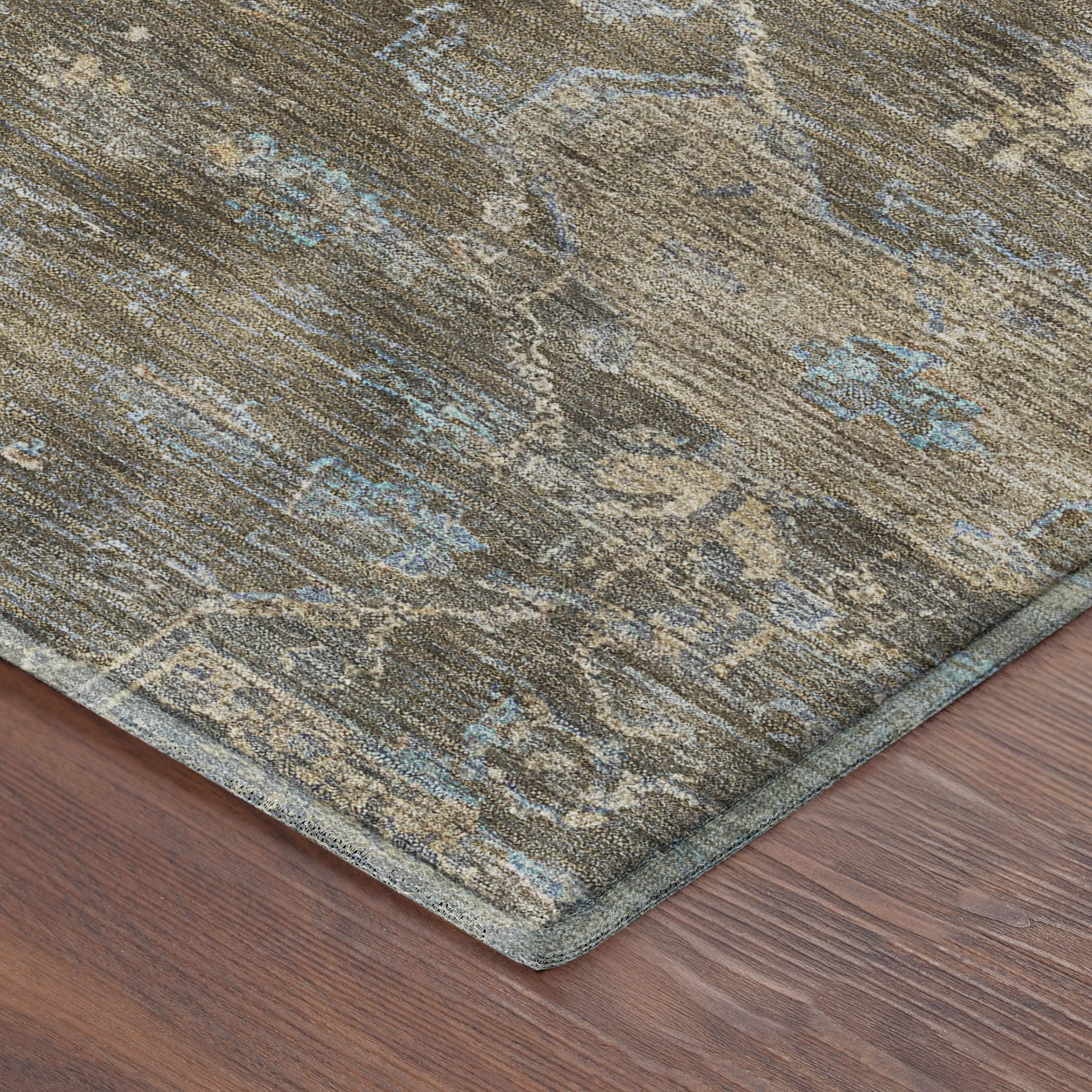 Oaxaca Machine Washable Traditional Brown Rug 1'8" x 2'6" #shape_Rectangle