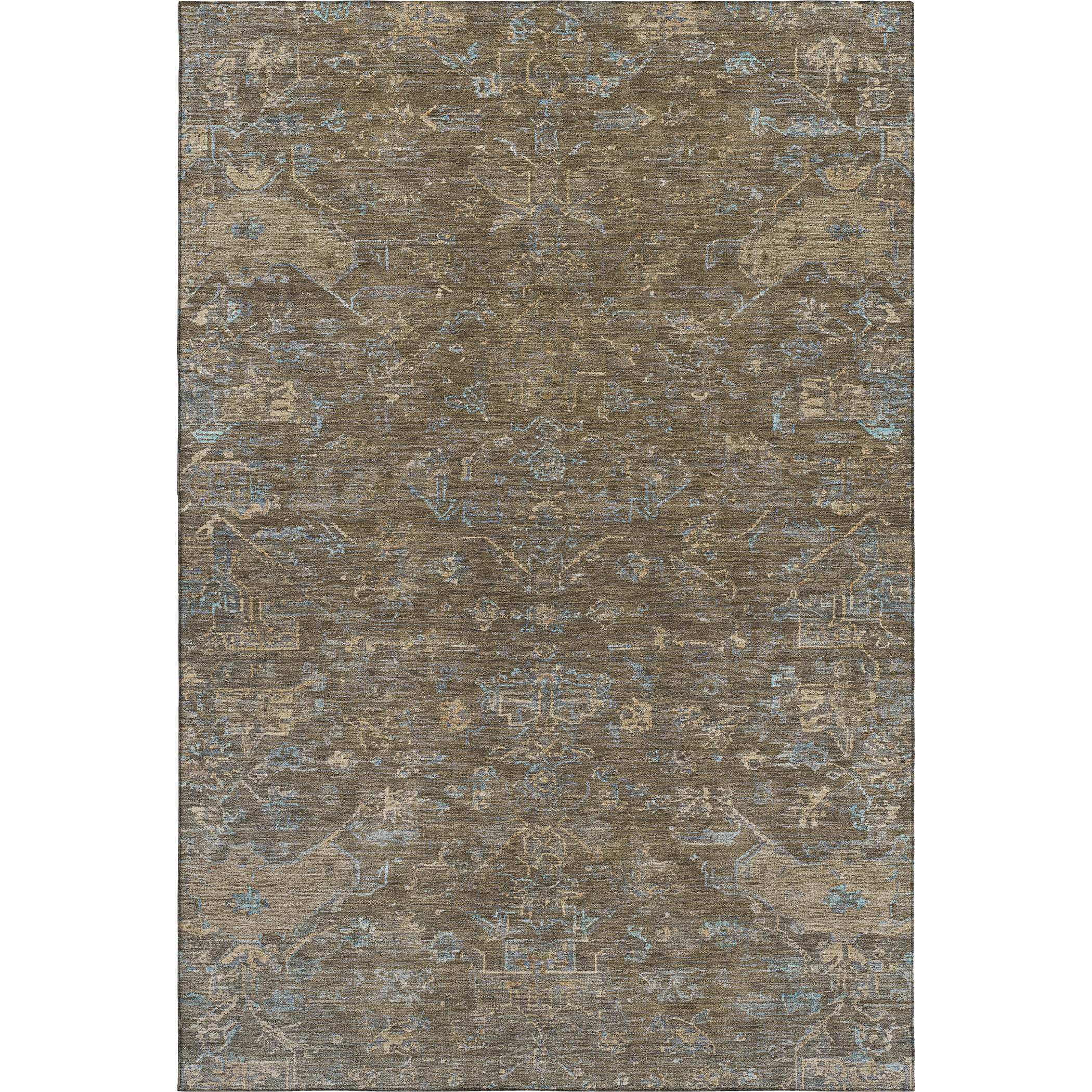 Oaxaca Machine Washable Traditional Brown Rug 3' x 5' #shape_Rectangle