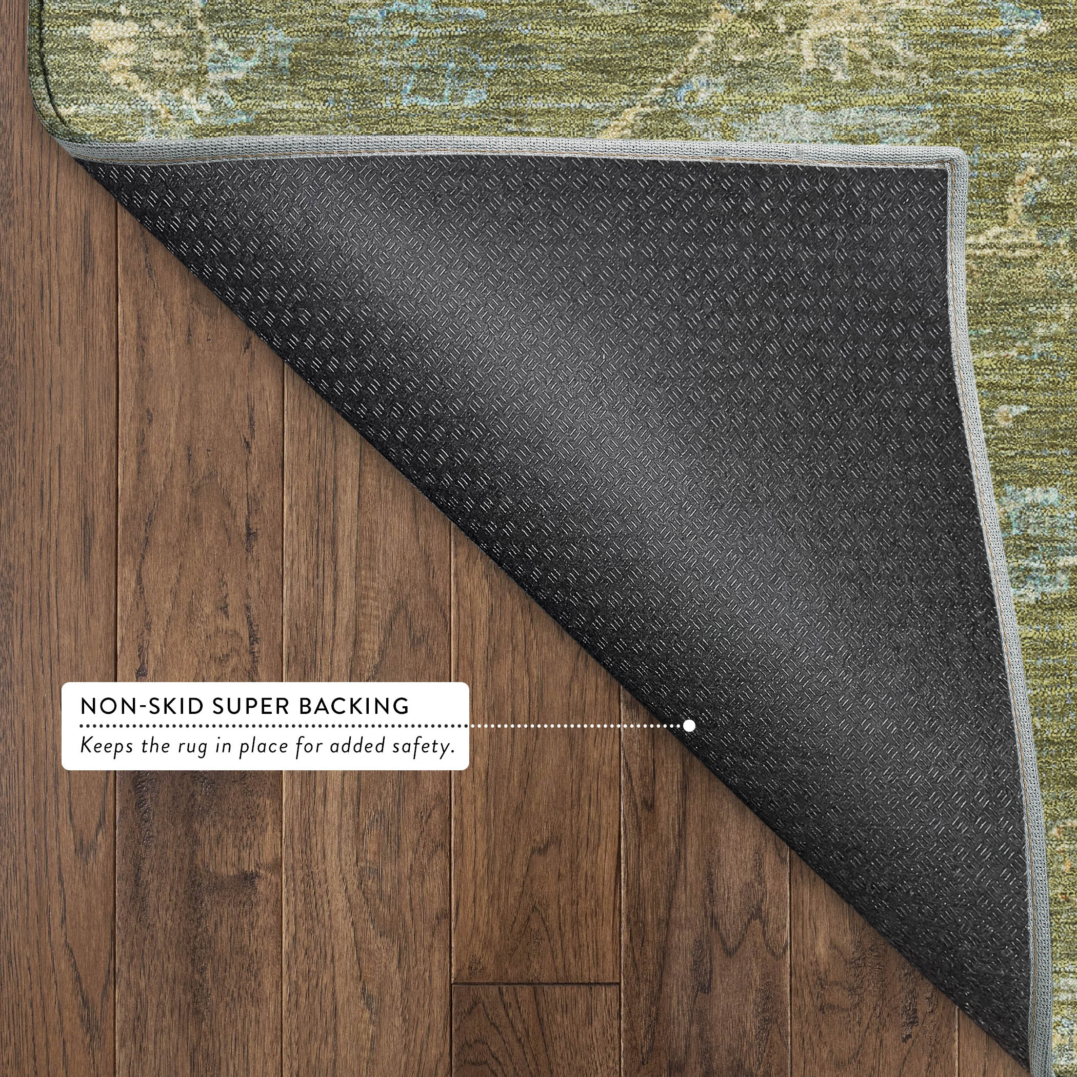 Oaxaca Machine Washable Traditional Fern Green Rug 1'8" x 2'6" #shape_Rectangle