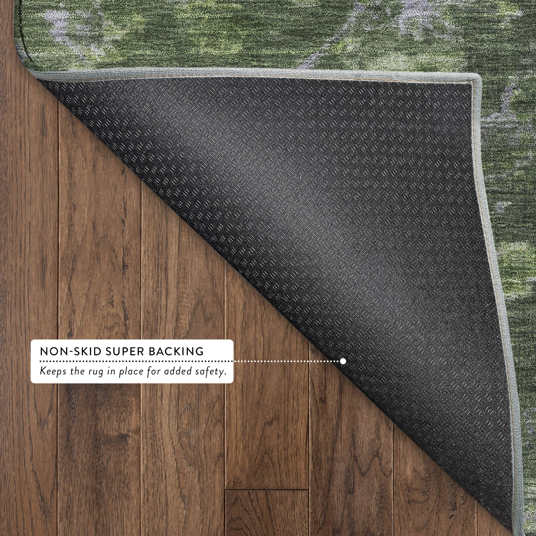 Oaxaca Machine Washable Traditional Olive Green Rug 1'8" x 2'6" #shape_Rectangle