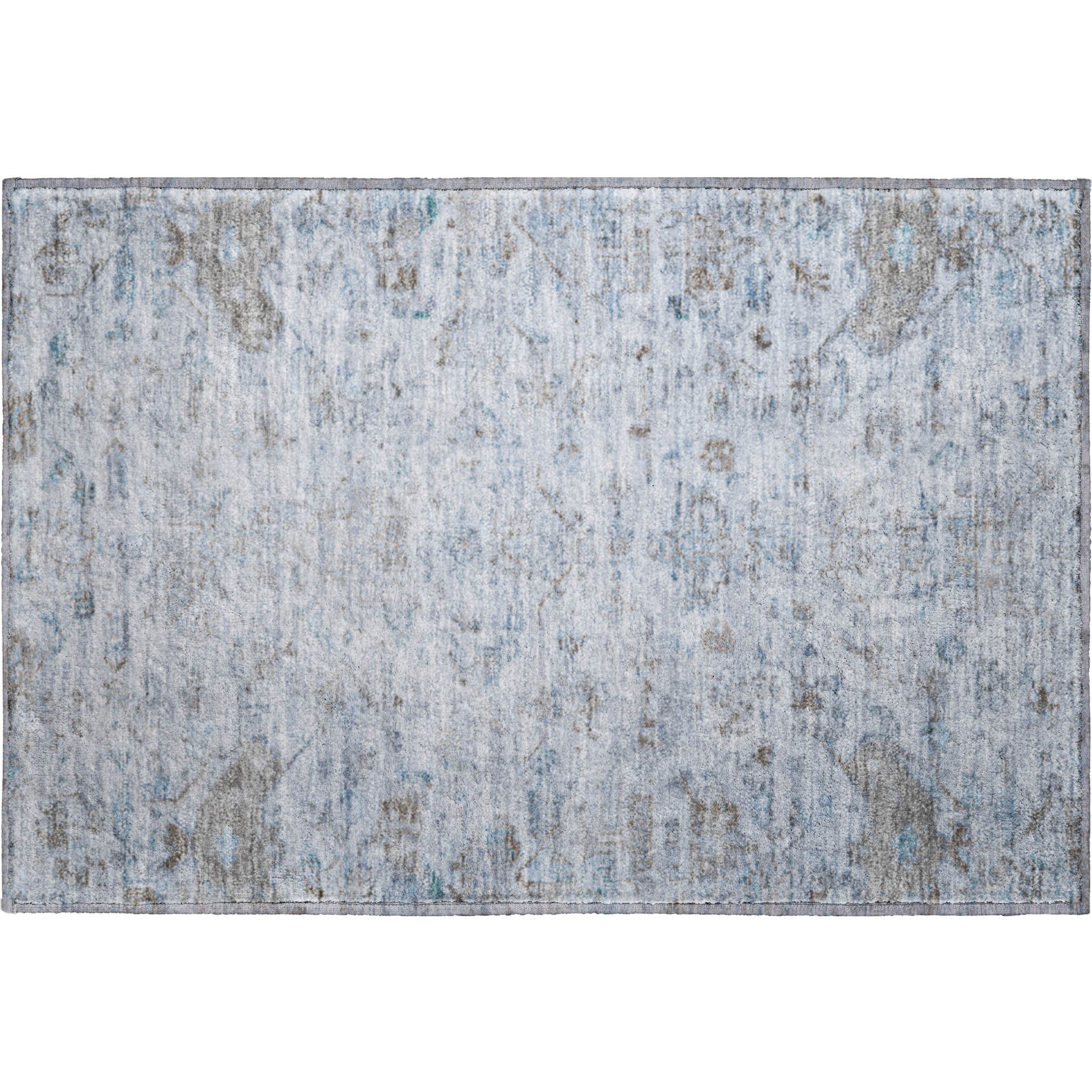 Oaxaca Machine Washable Traditional Sky Blue Rug 1'8" x 2'6" #shape_Rectangle