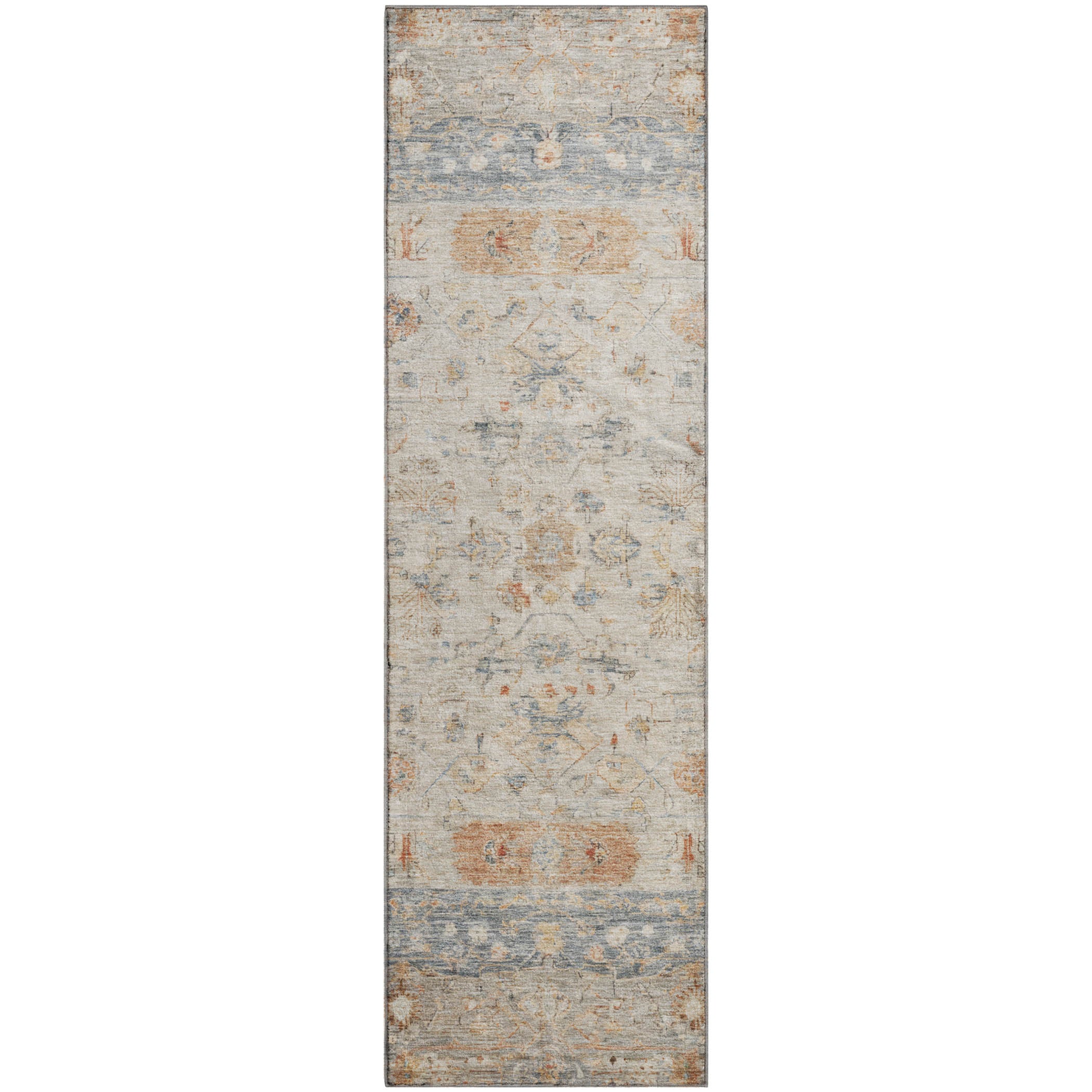 Florence Machine Washable Traditional Beige Brown Rug 2'3" x 7'6" #shape_Runner
