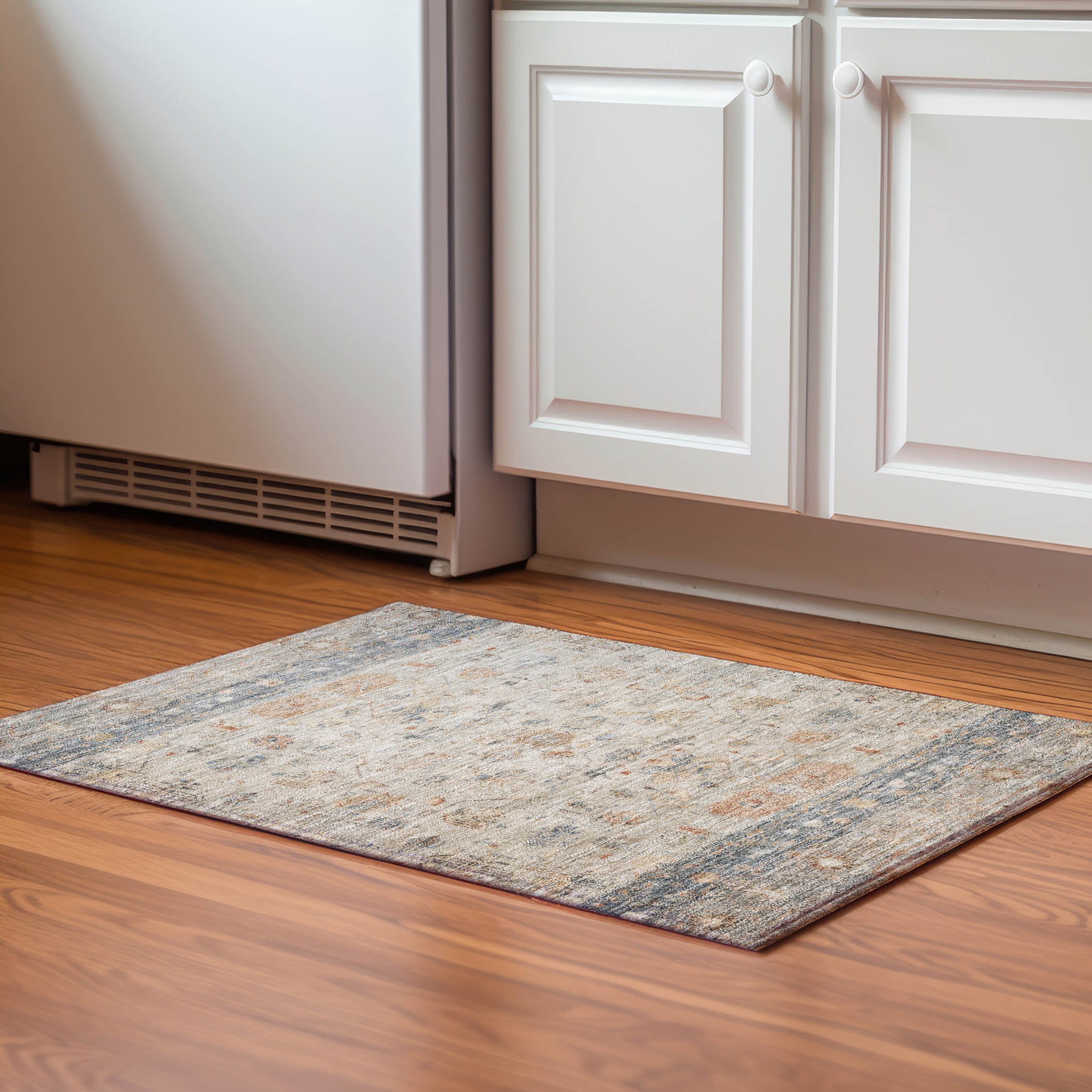 Florence Machine Washable Traditional Beige Brown Rug 1'8" x 2'6" #shape_Rectangle