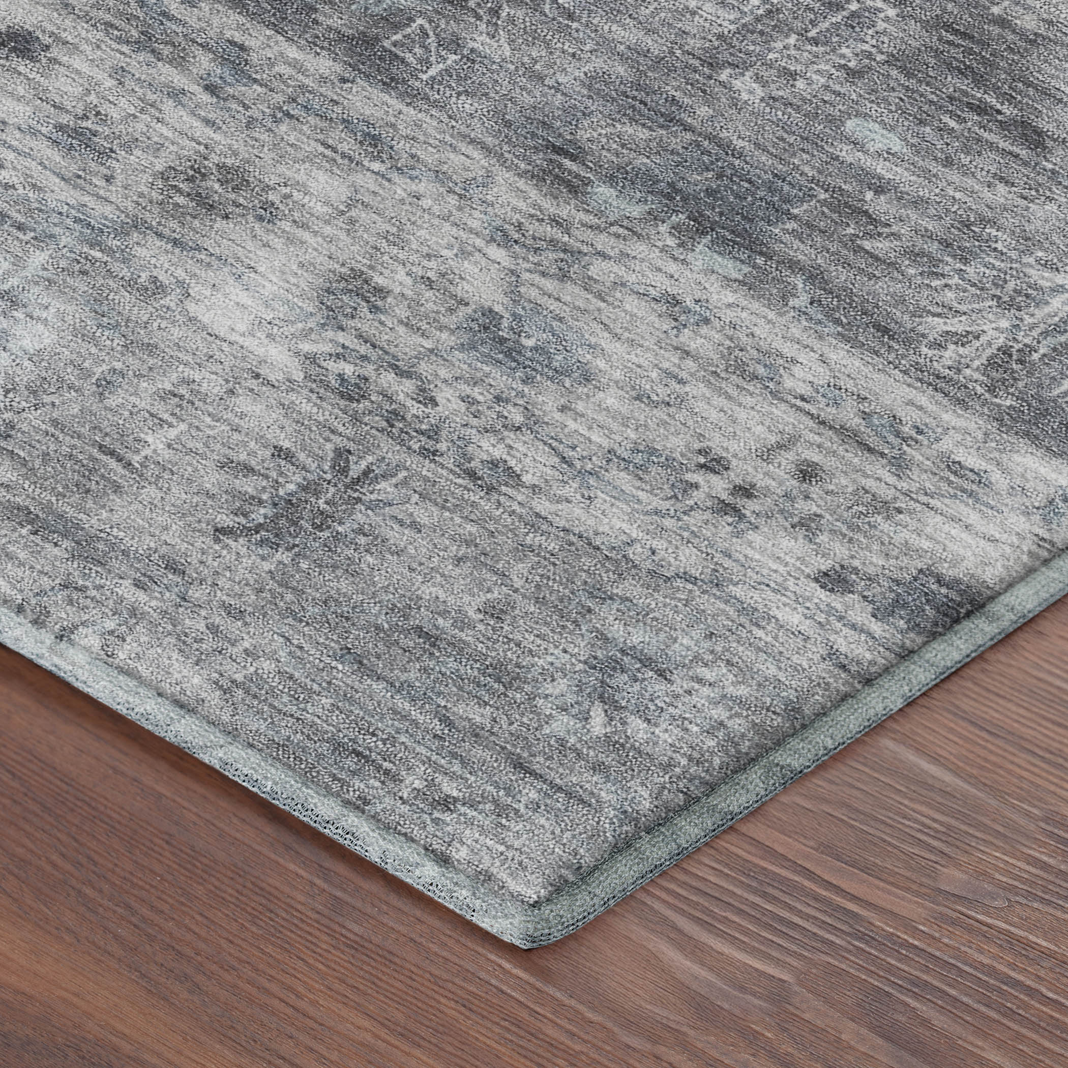 Florence Machine Washable Traditional Gray Rug 1'8" x 2'6" #shape_Rectangle
