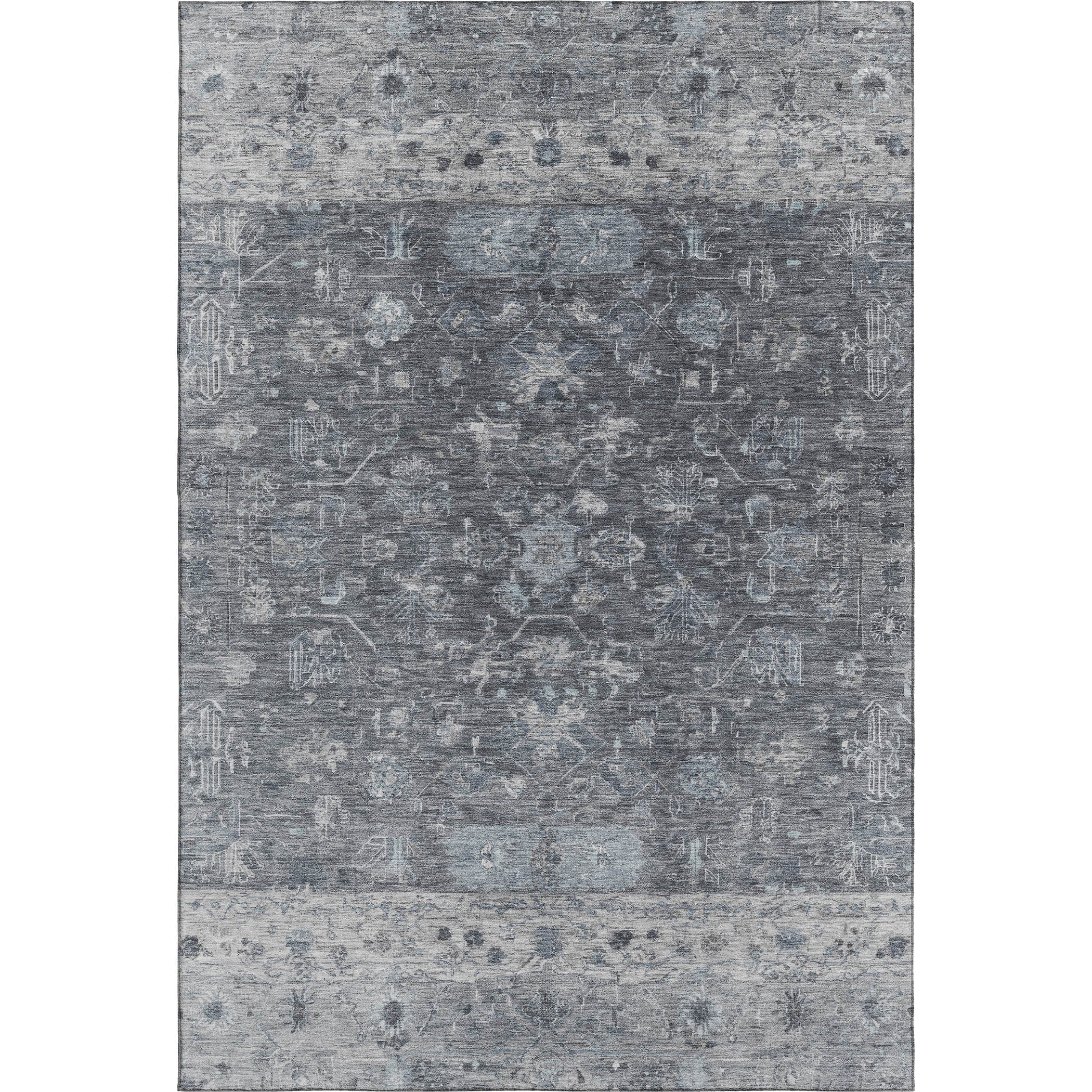 Florence Machine Washable Traditional Gray Rug 3' x 5' #shape_Rectangle