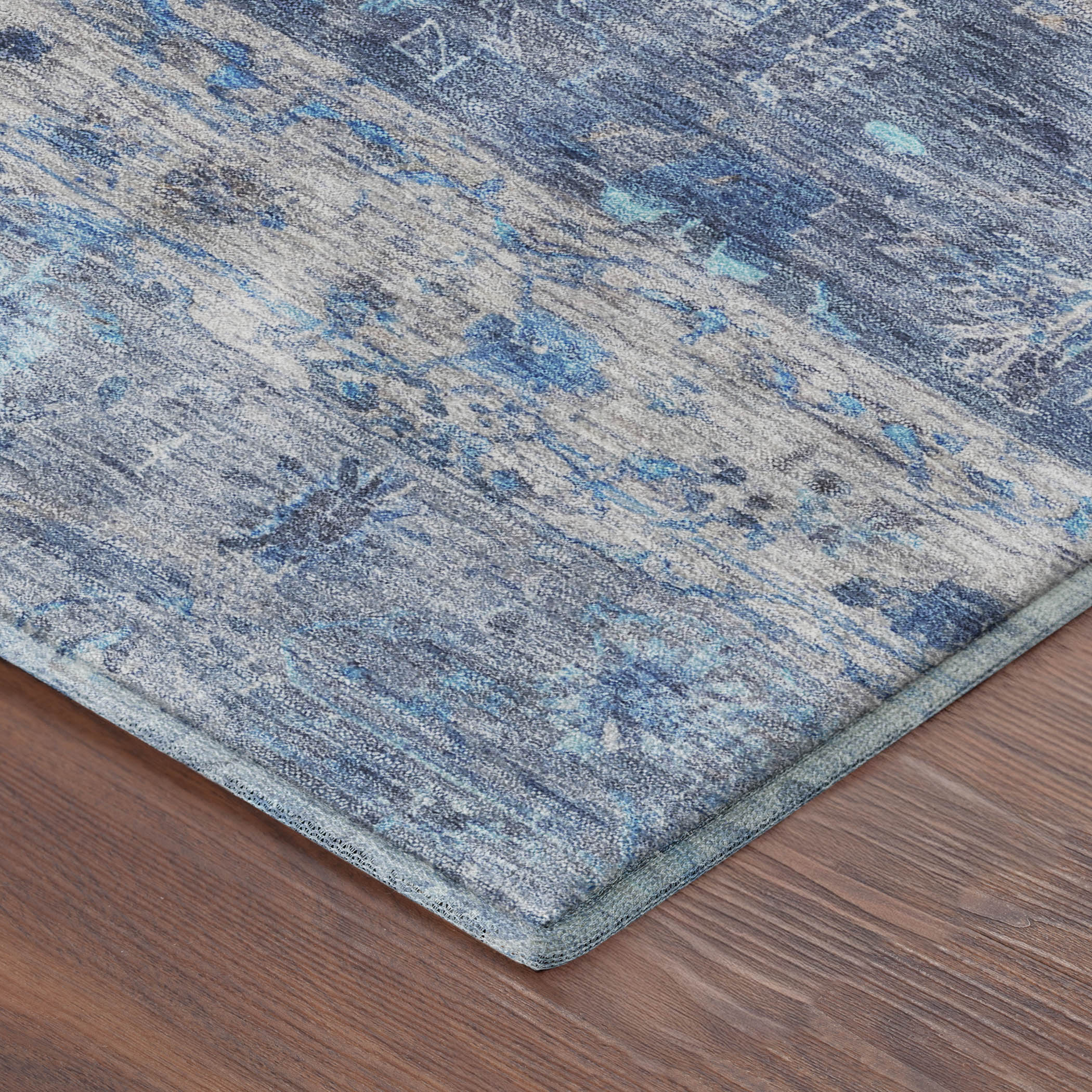 Florence Machine Washable Traditional Navy Blue Rug 1'8" x 2'6" #shape_Rectangle