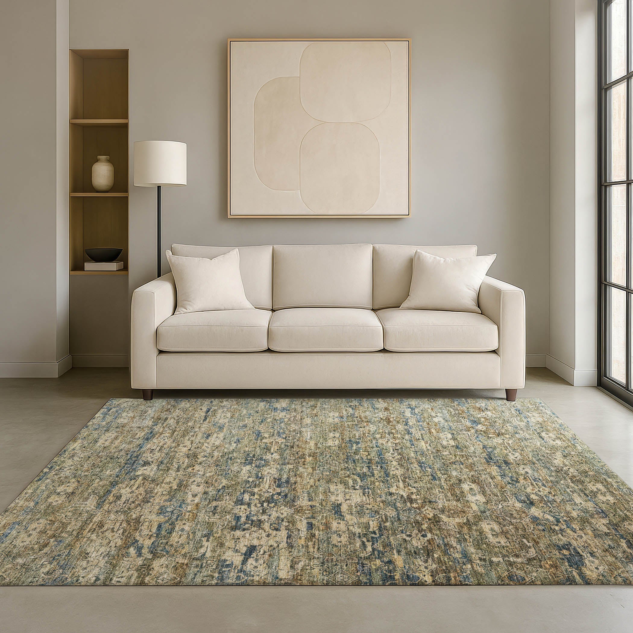 Dubrovnik Machine Washable Transitional Aloe Green Rug 3' x 5' #shape_Rectangle