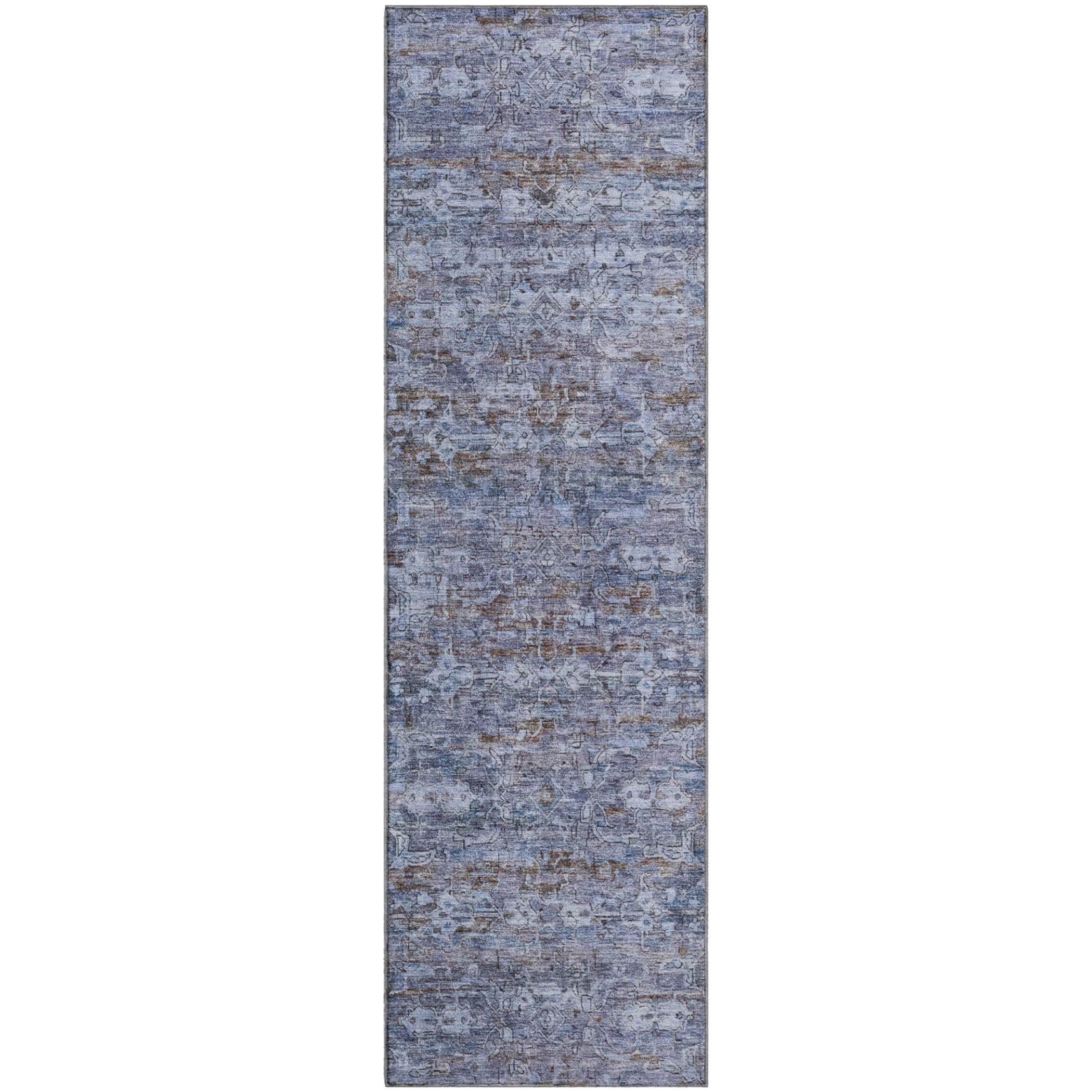 Dubrovnik Machine Washable Transitional Blue Rug 2'3" x 7'6" #shape_Runner