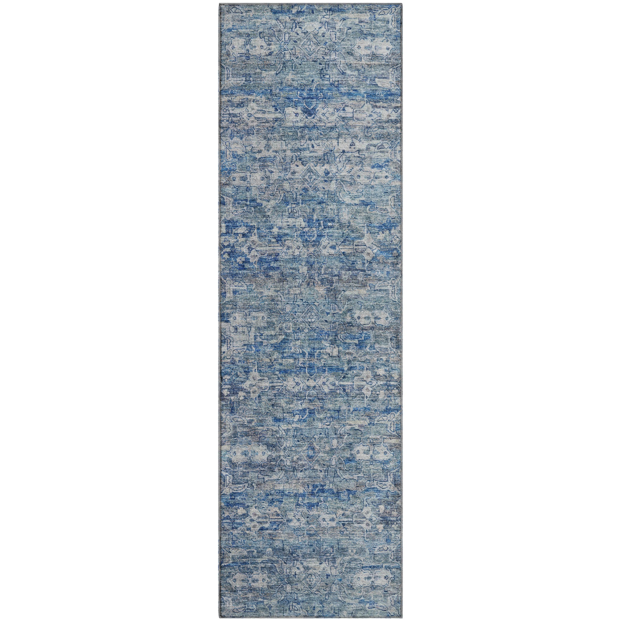Dubrovnik Machine Washable Transitional Denim Blue Rug 2'3" x 7'6" #shape_Runner