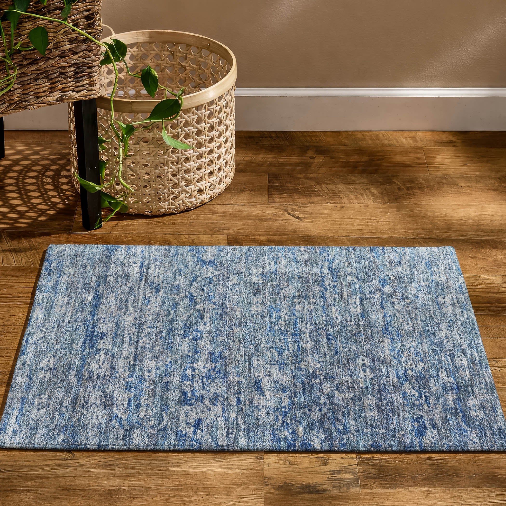 Dubrovnik Machine Washable Transitional Denim Blue Rug 1'8" x 2'6" #shape_Rectangle