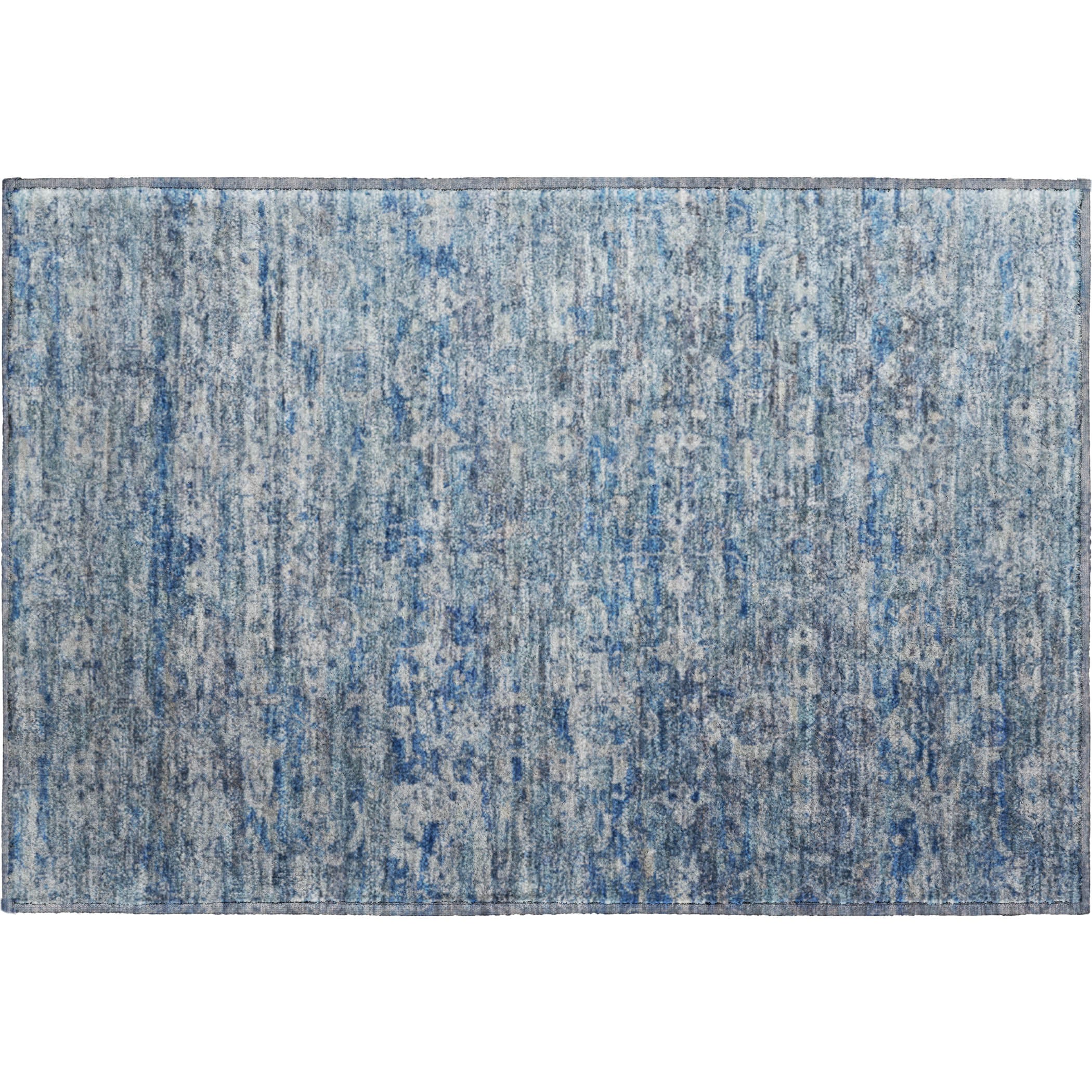 Dubrovnik Machine Washable Transitional Denim Blue Rug 1'8" x 2'6" #shape_Rectangle