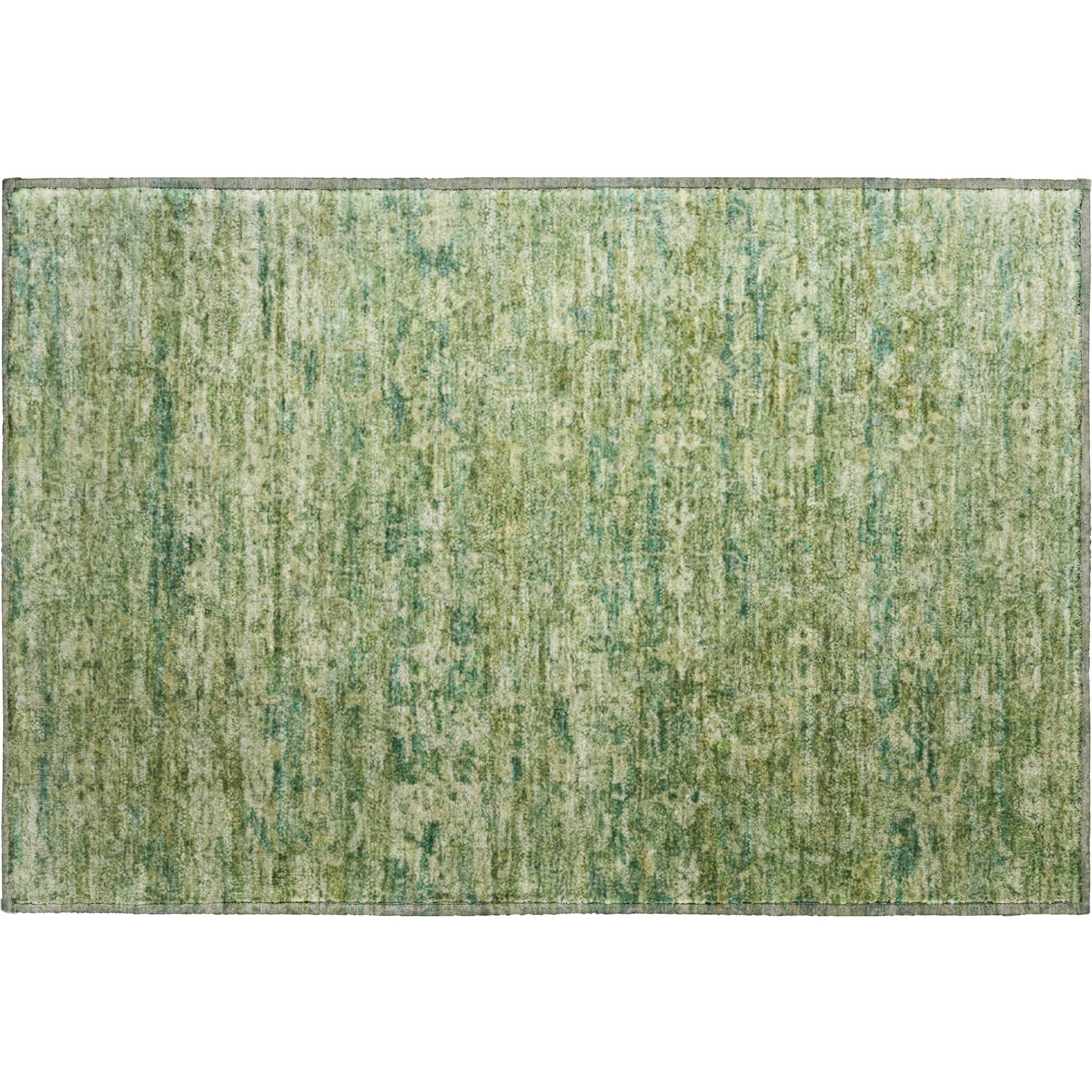 Dubrovnik Machine Washable Transitional Olive Green Rug 1'8" x 2'6" #shape_Rectangle