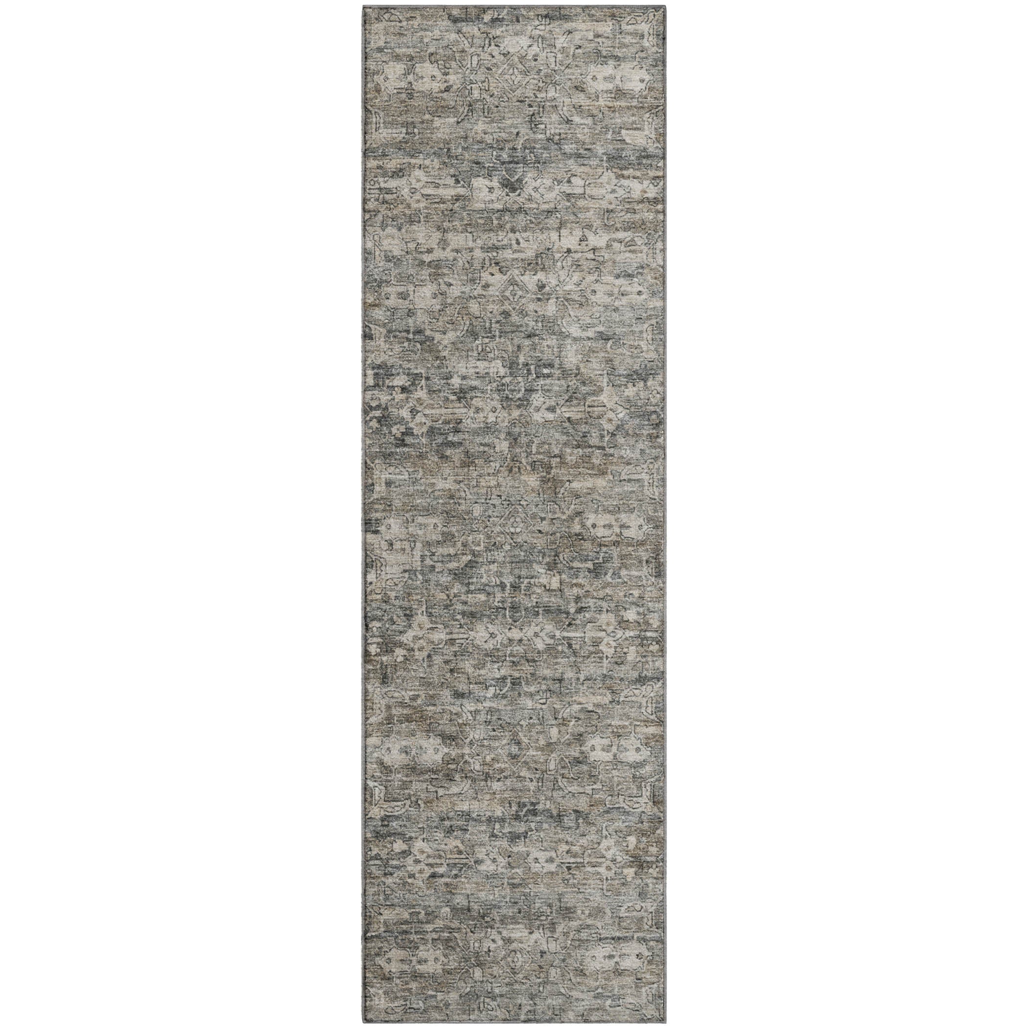 Dubrovnik Machine Washable Transitional Pewter Gray Rug 2'3" x 7'6" #shape_Runner