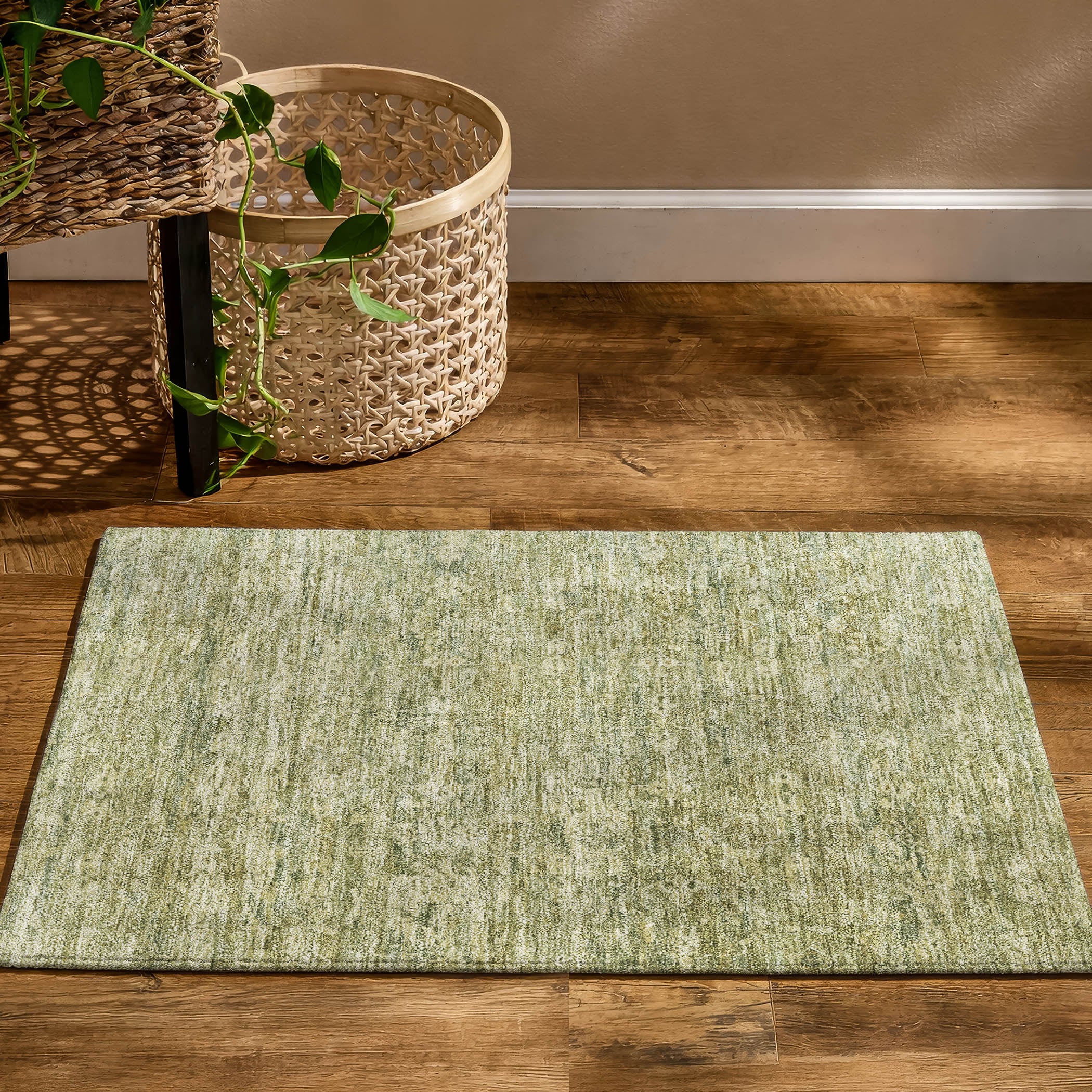Dubrovnik Machine Washable Transitional Sage Green Rug 1'8" x 2'6" #shape_Rectangle