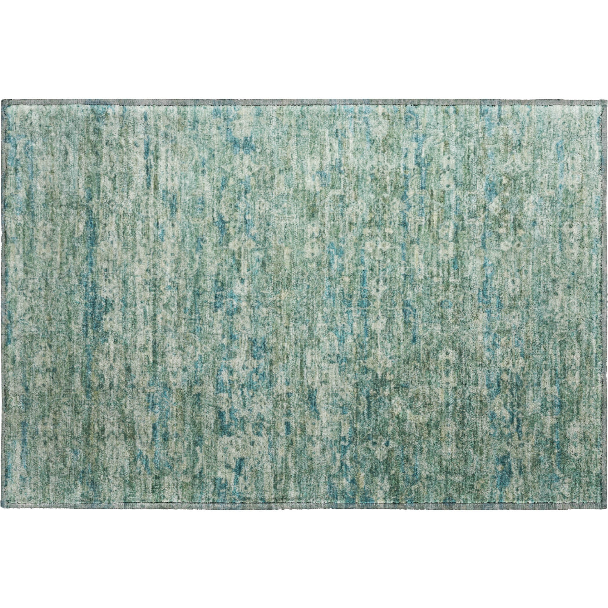 Dubrovnik Machine Washable Transitional Teal Rug 1'8" x 2'6" #shape_Rectangle