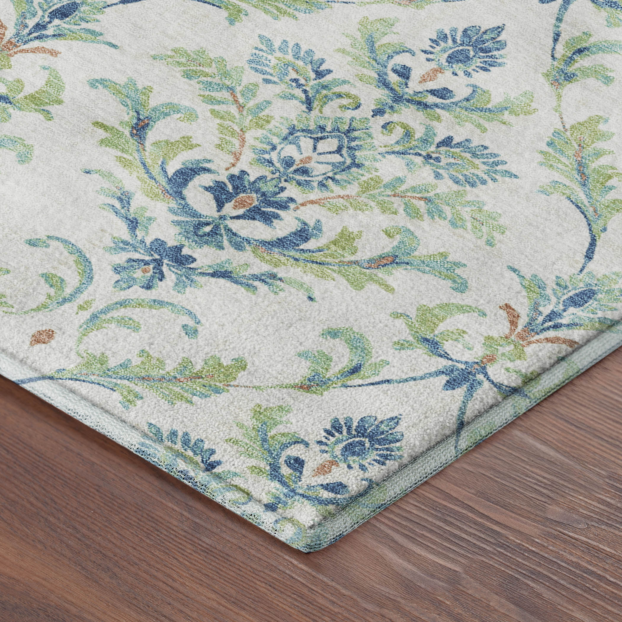 Chiang Mai Machine Washable Traditional Aloe Green Rug 1'8" x 2'6" #shape_Rectangle