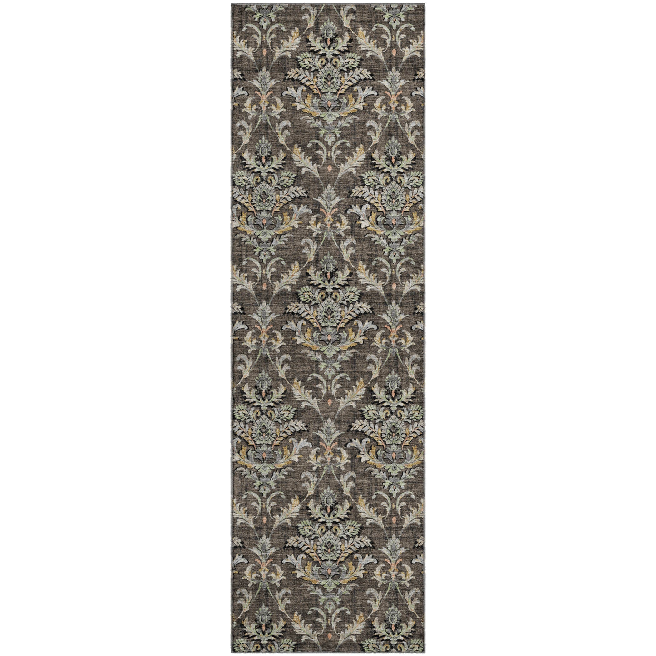 Chiang Mai Machine Washable Traditional Chocolate Brown Rug 2'3" x 7'6" #shape_Runner