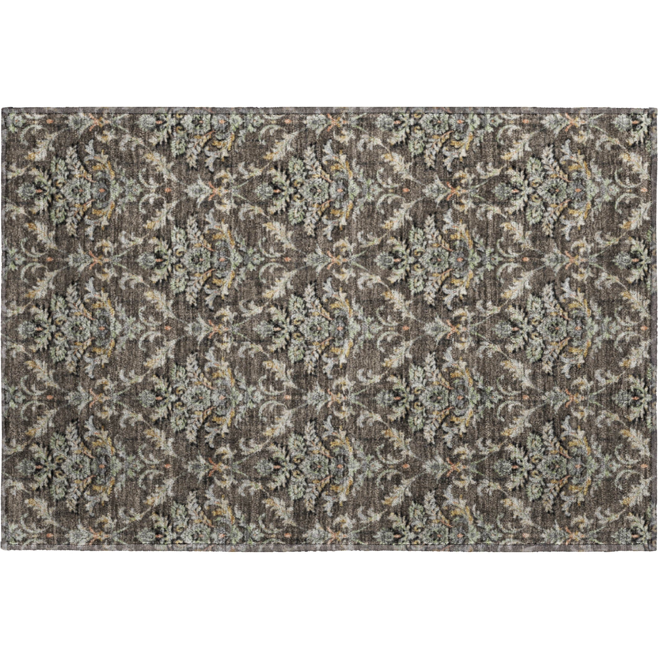 Chiang Mai Machine Washable Traditional Chocolate Brown Rug 1'8" x 2'6" #shape_Rectangle