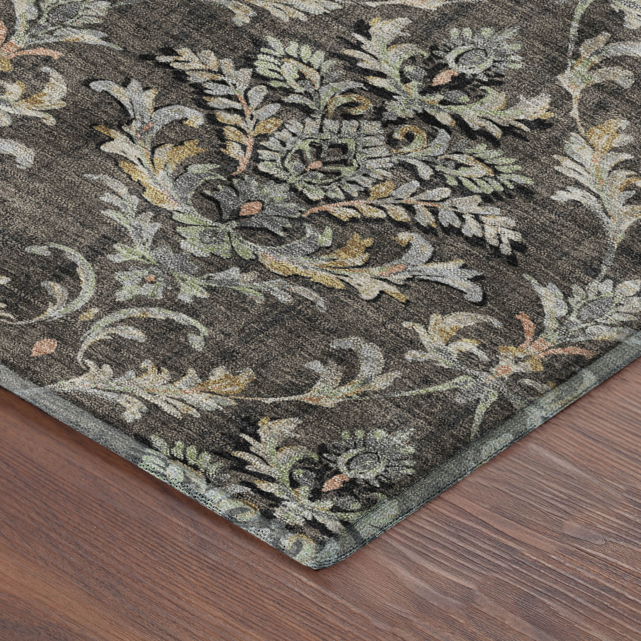 Chiang Mai Machine Washable Traditional Chocolate Brown Rug 1'8" x 2'6" #shape_Rectangle