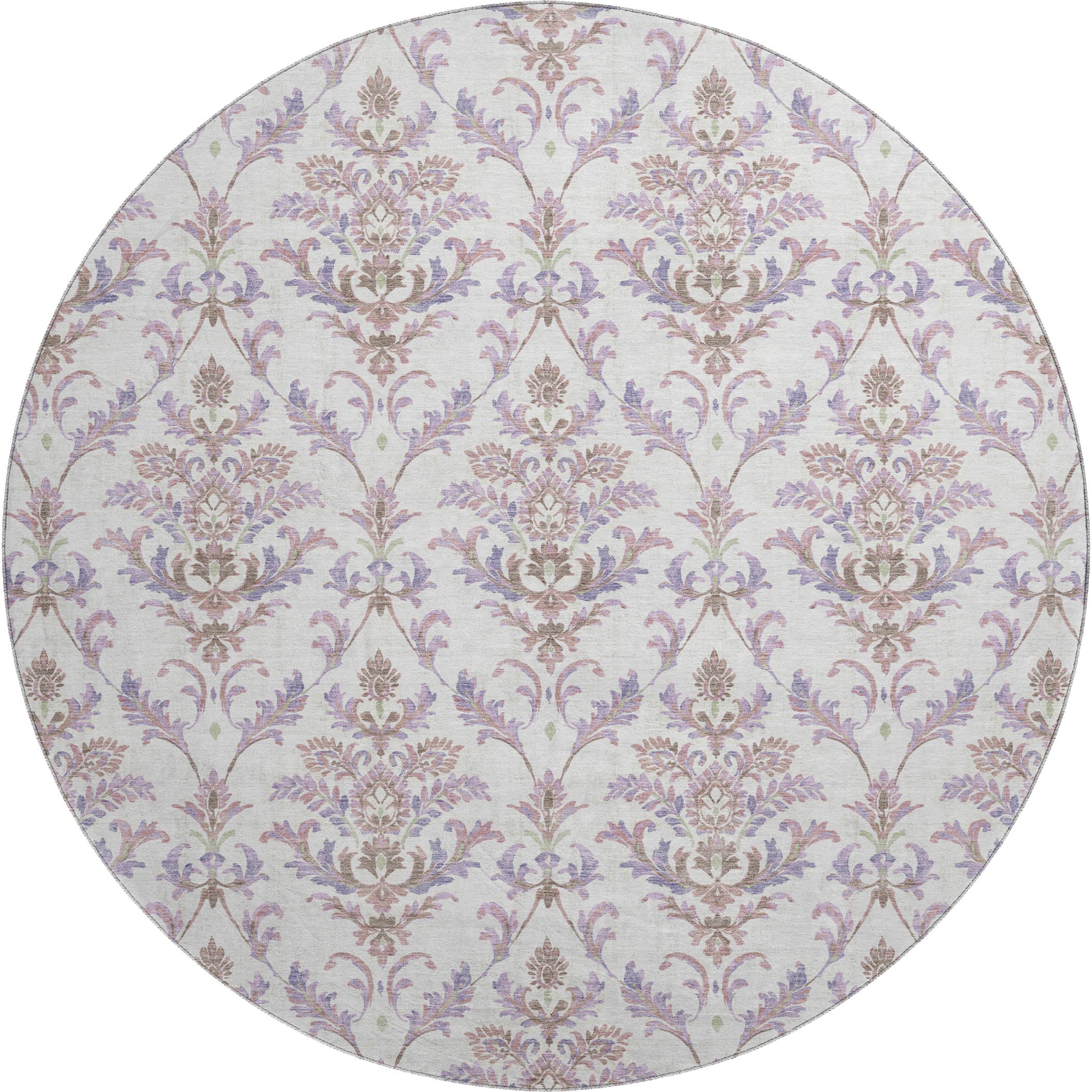 Chiang Mai Machine Washable Traditional Lavender Purple Rug 8' x 8' #shape_Round