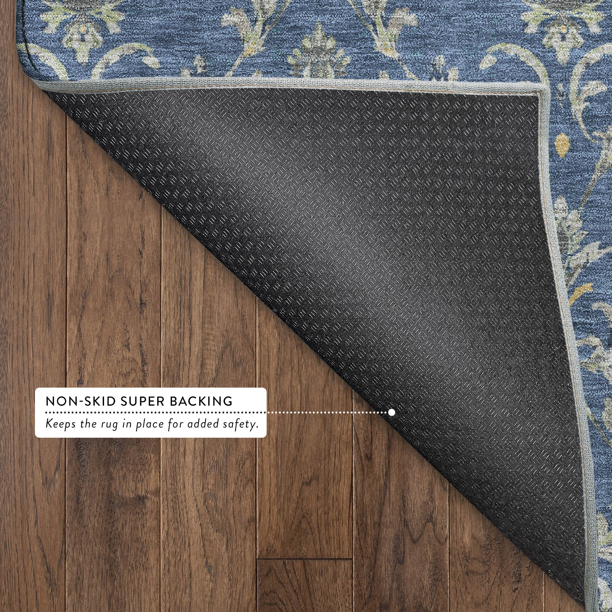 Chiang Mai Machine Washable Traditional Navy Blue Rug 1'8" x 2'6" #shape_Rectangle