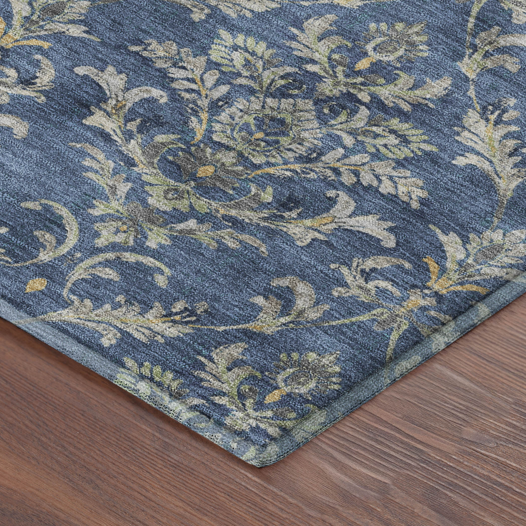 Chiang Mai Machine Washable Traditional Navy Blue Rug 1'8" x 2'6" #shape_Rectangle