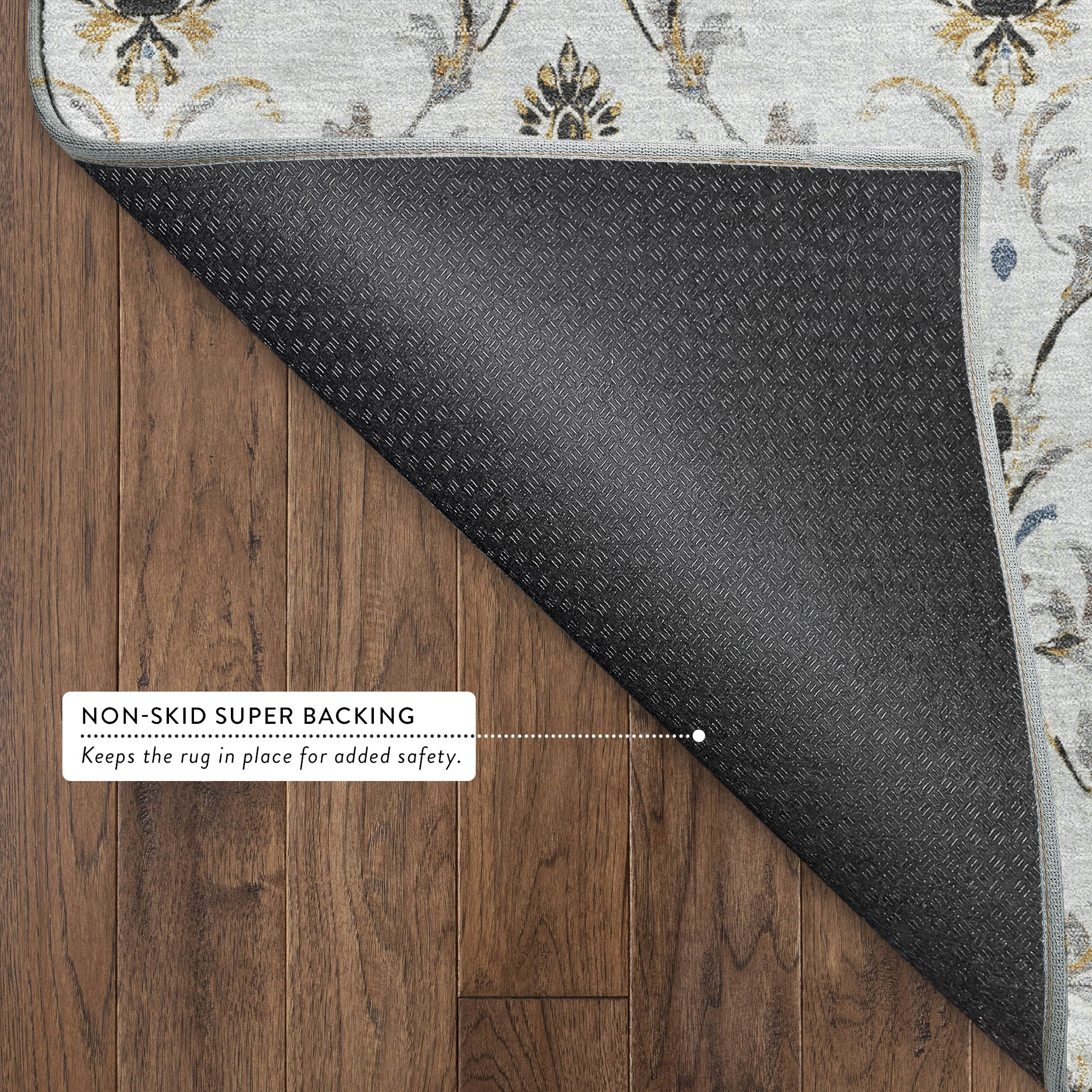Chiang Mai Machine Washable Traditional Silver Gray Rug 1'8" x 2'6" #shape_Rectangle