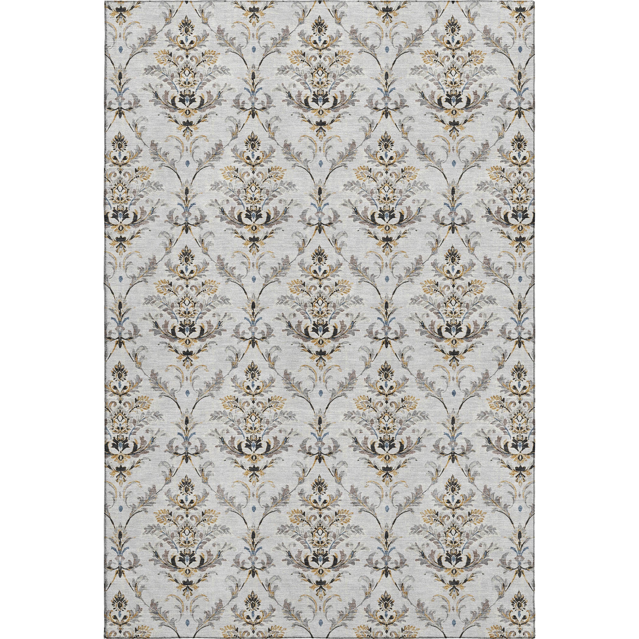Chiang Mai Machine Washable Traditional Silver Gray Rug 3' x 5' #shape_Rectangle