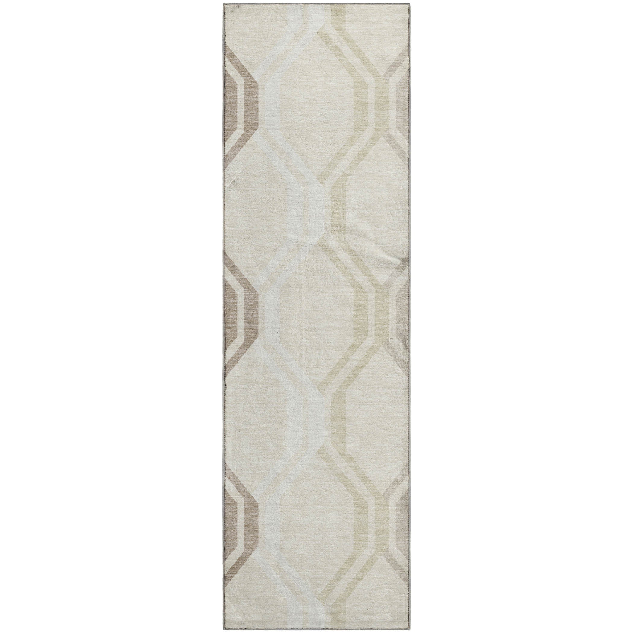 Lucerne Machine Washable Transitional Beige Brown Rug 2'3" x 7'6" #shape_Runner