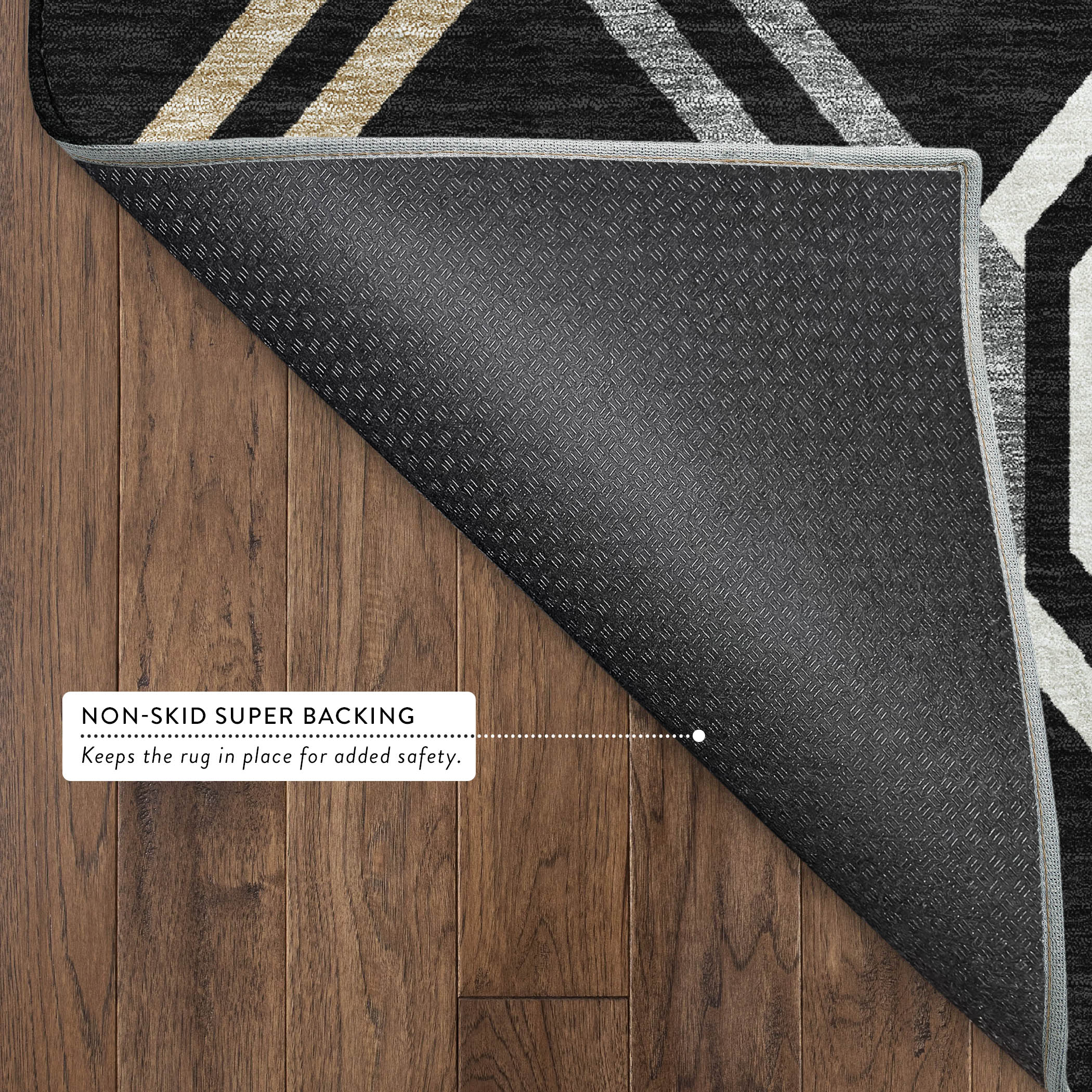 Lucerne Machine Washable Transitional Black Rug 1'8" x 2'6" #shape_Rectangle