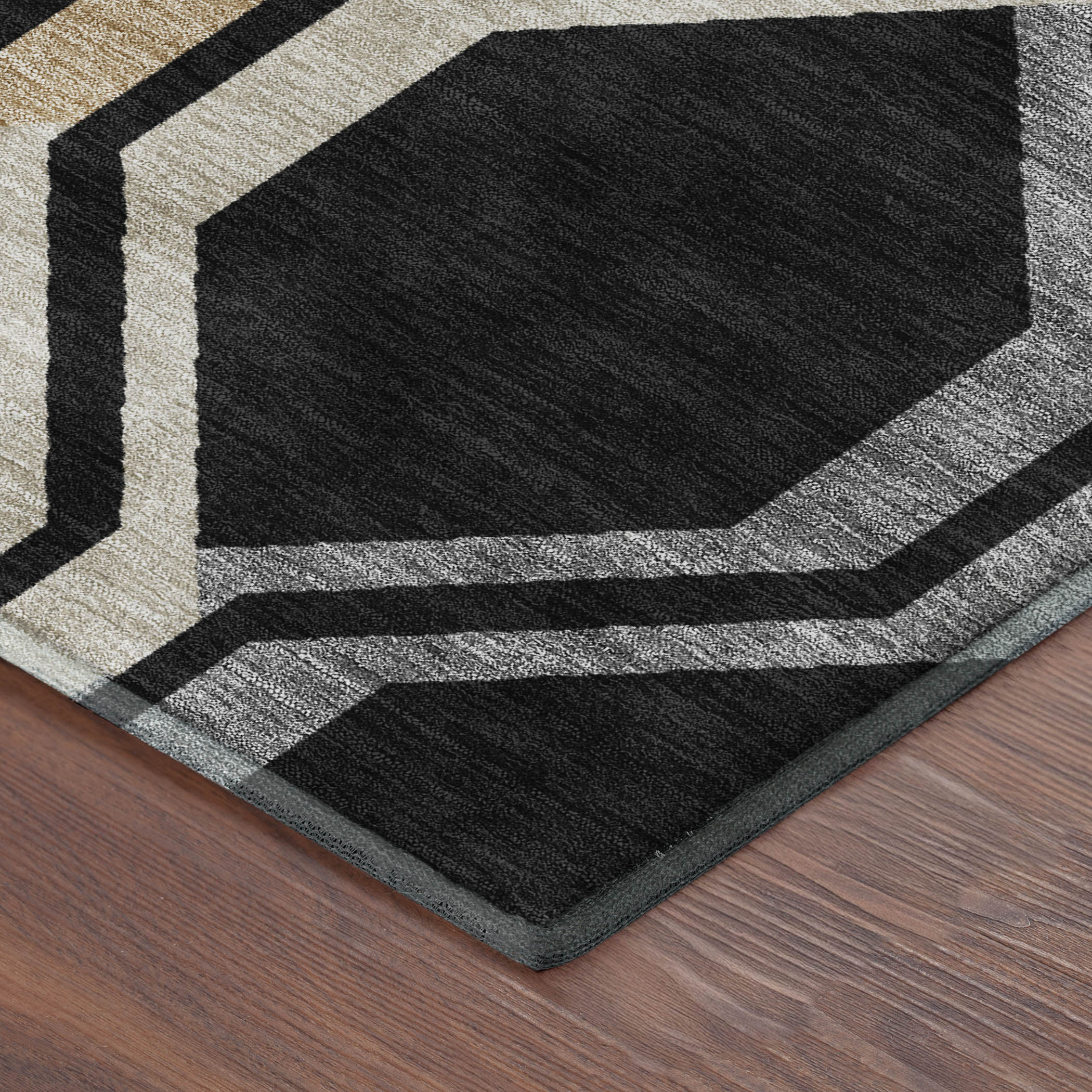 Lucerne Machine Washable Transitional Black Rug 1'8" x 2'6" #shape_Rectangle