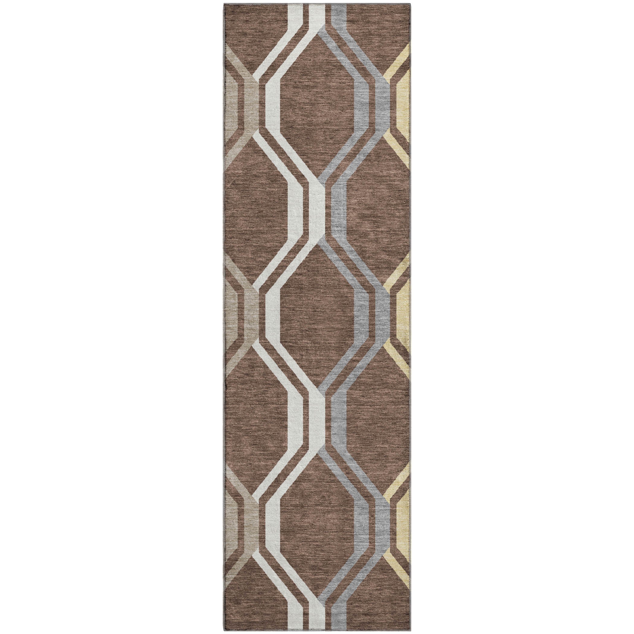 Lucerne Machine Washable Transitional Chocolate Brown Rug 2'3" x 7'6" #shape_Runner