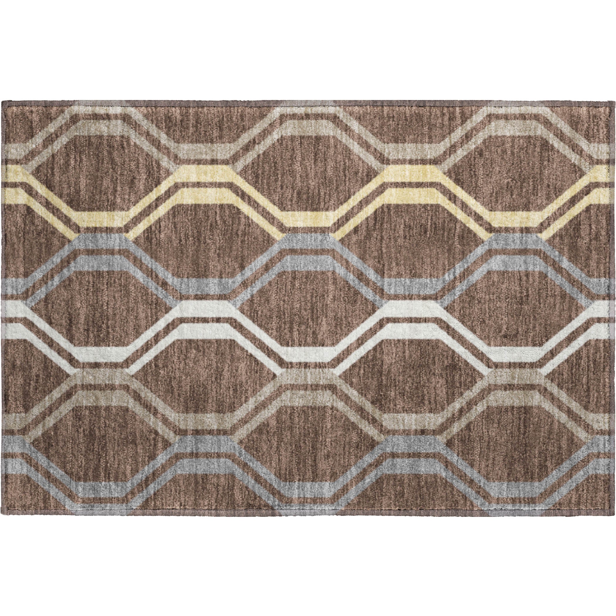 Lucerne Machine Washable Transitional Chocolate Brown Rug 1'8" x 2'6" #shape_Rectangle