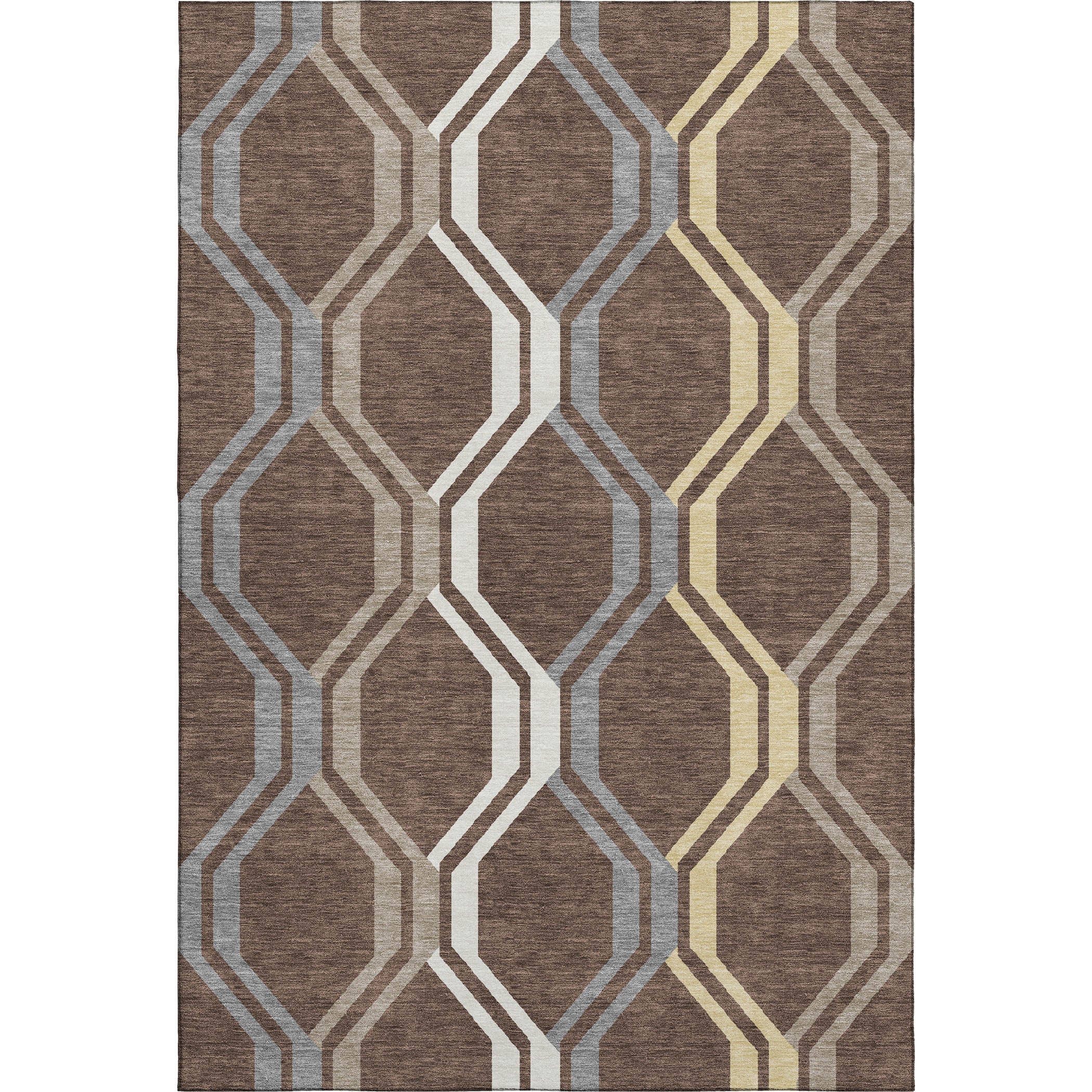 Lucerne Machine Washable Transitional Chocolate Brown Rug 3' x 5' #shape_Rectangle