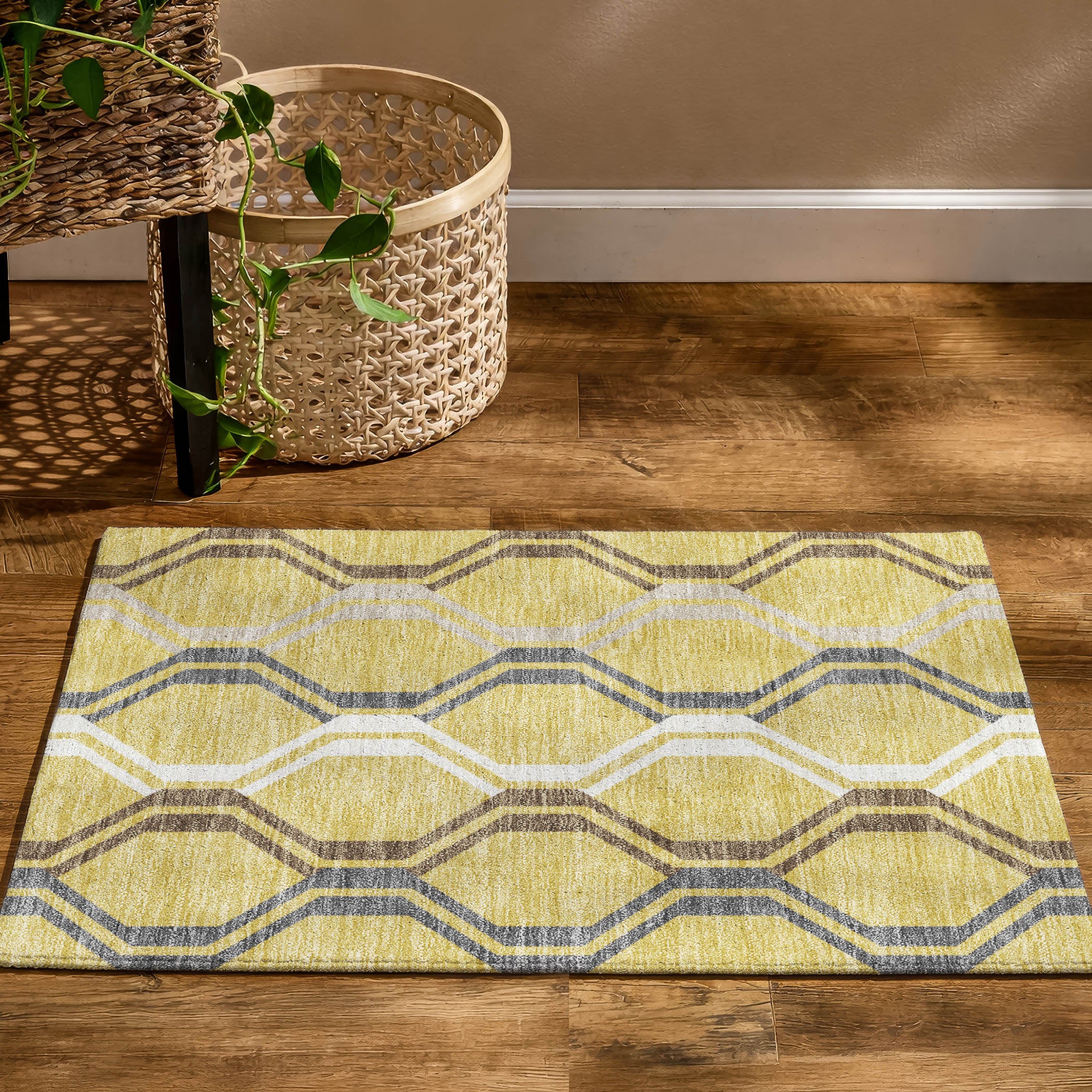 Lucerne Machine Washable Transitional Gold Rug 1'8" x 2'6" #shape_Rectangle