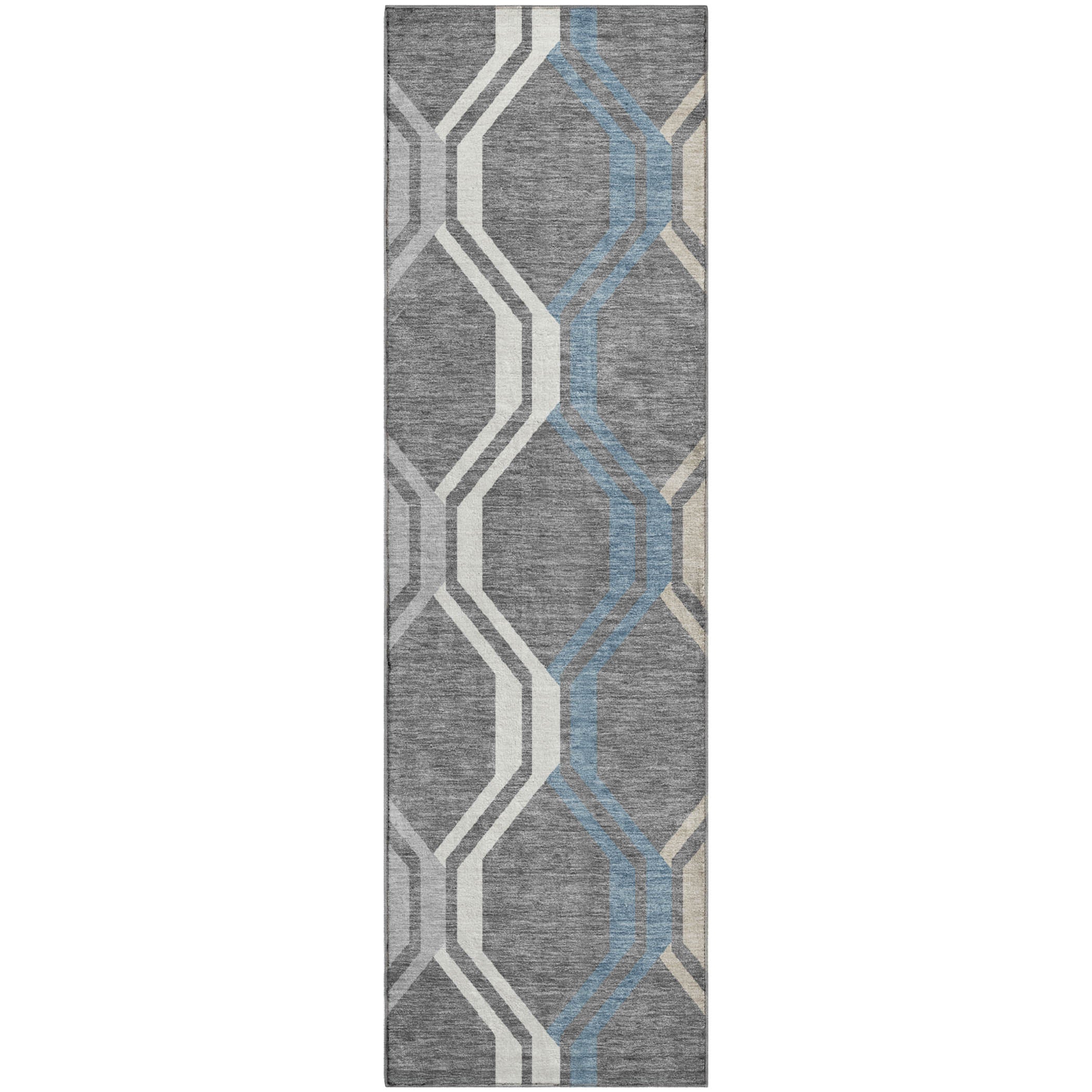 Lucerne Machine Washable Transitional Gray Rug 2'3" x 7'6" #shape_Runner