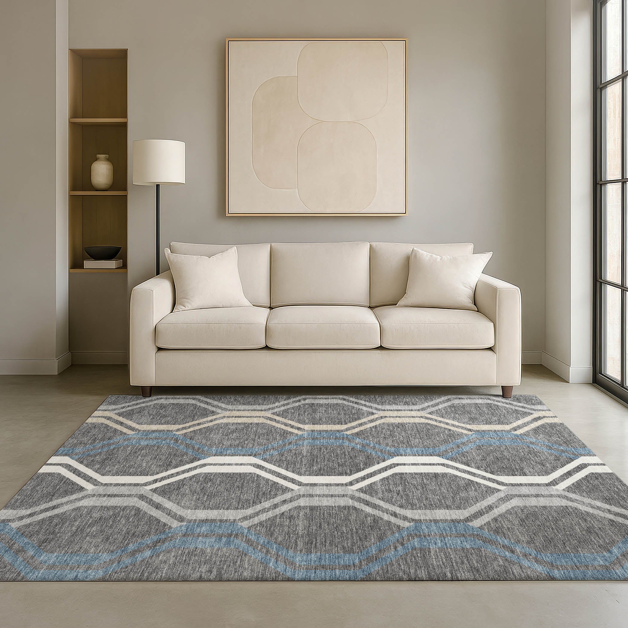Lucerne Machine Washable Transitional Gray Rug 3' x 5' #shape_Rectangle