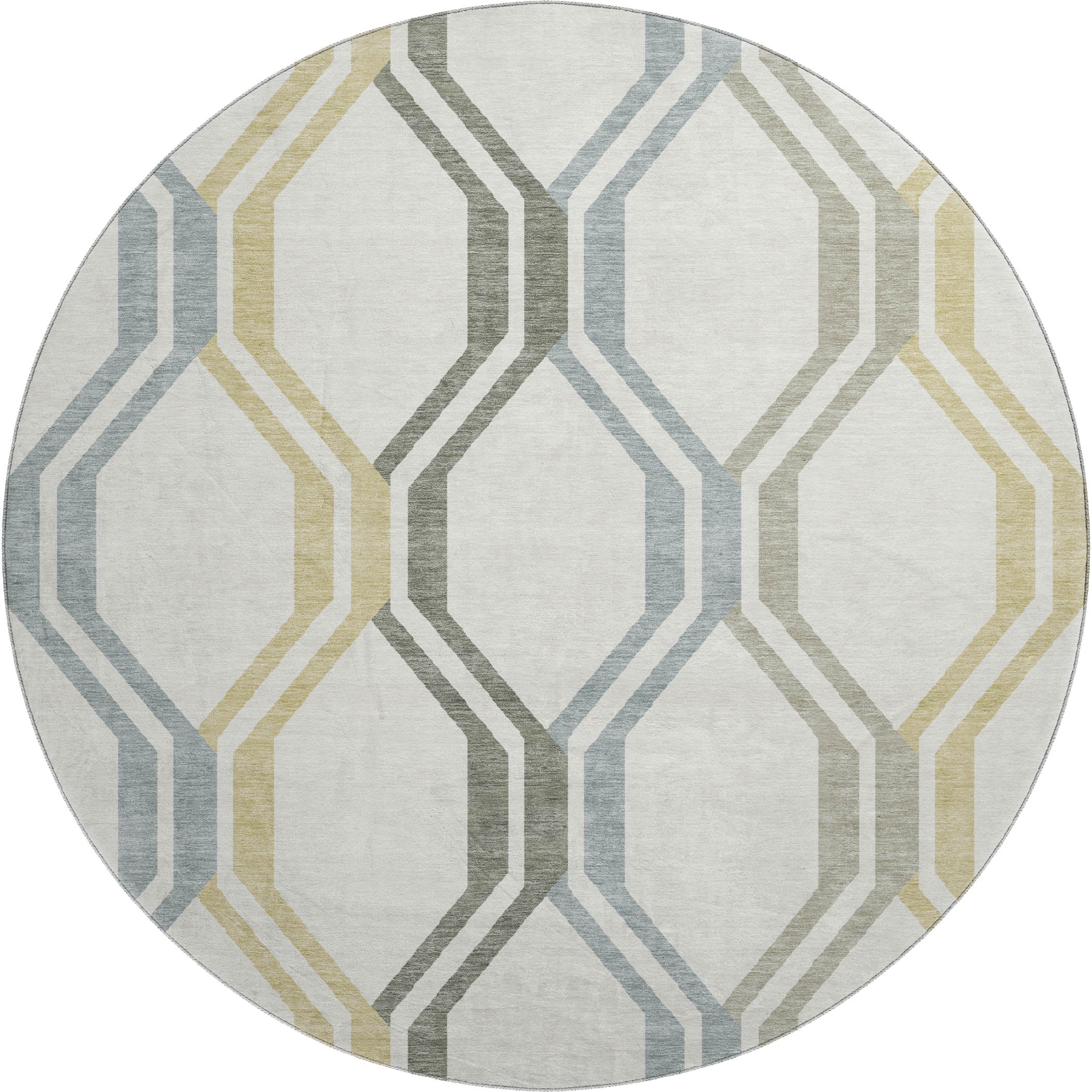 Lucerne Machine Washable Transitional Ivory Rug 8' x 8' #shape_Round