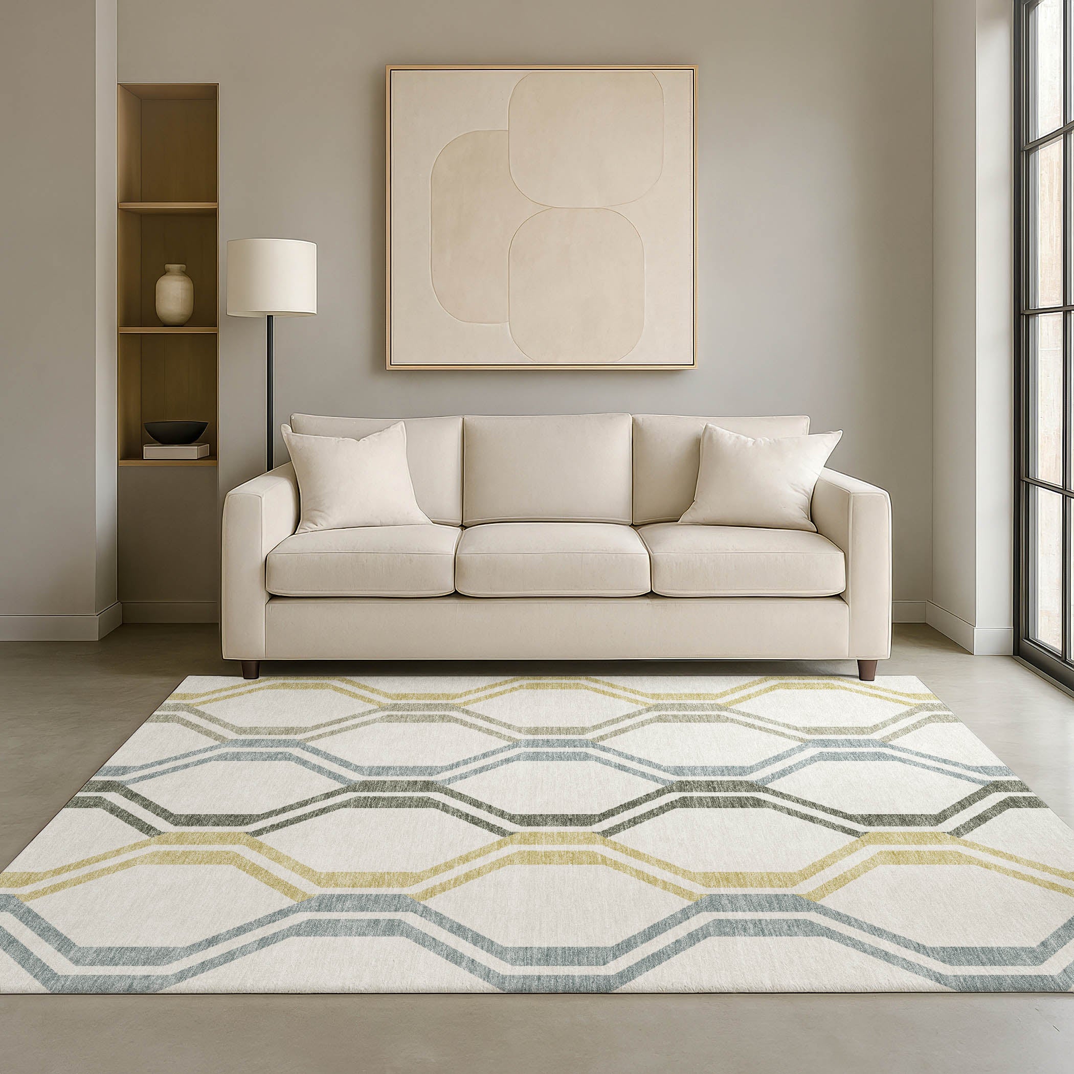 Lucerne Machine Washable Transitional Ivory Rug 3' x 5' #shape_Rectangle