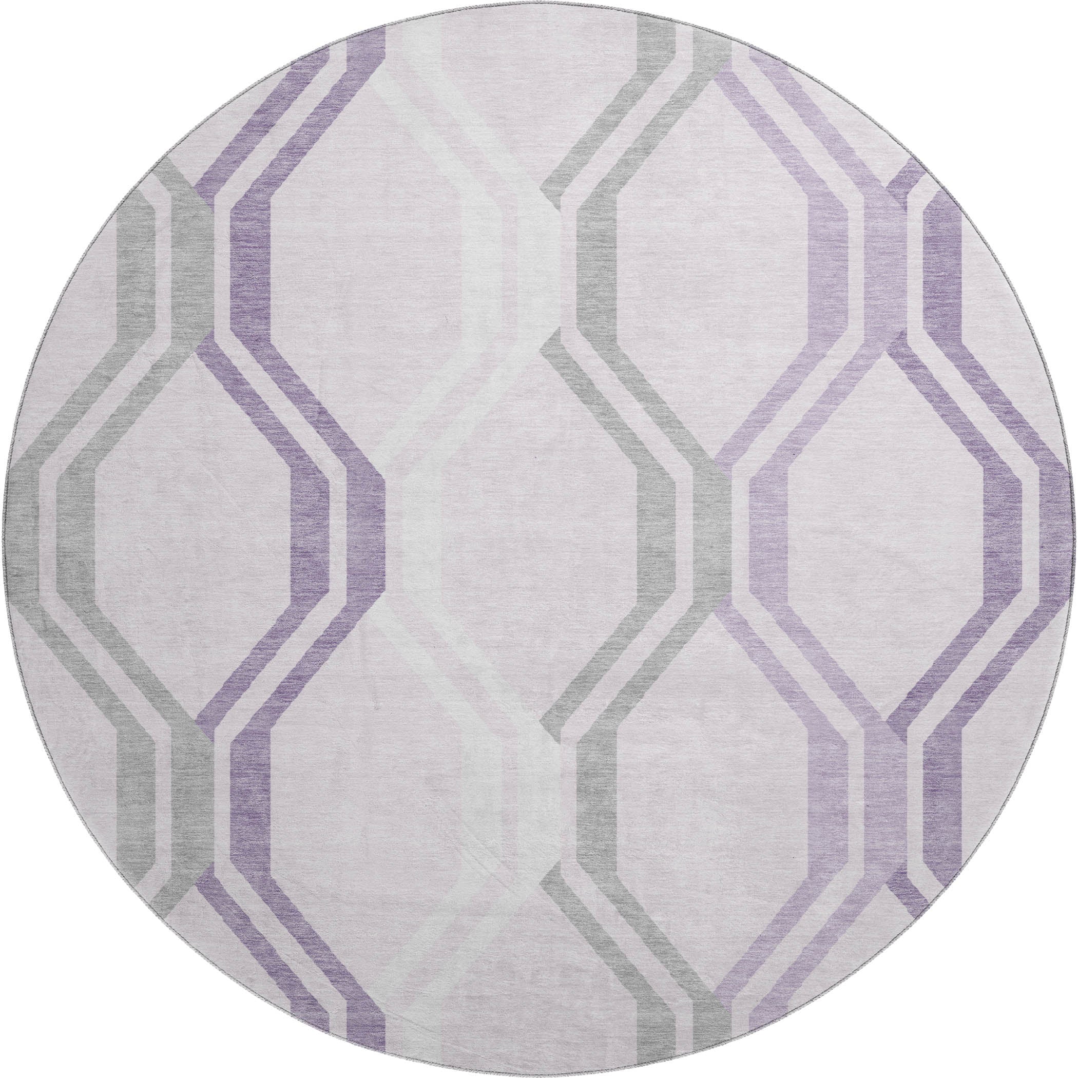 Lucerne Machine Washable Transitional Lavender Purple Rug 8' x 8' #shape_Round