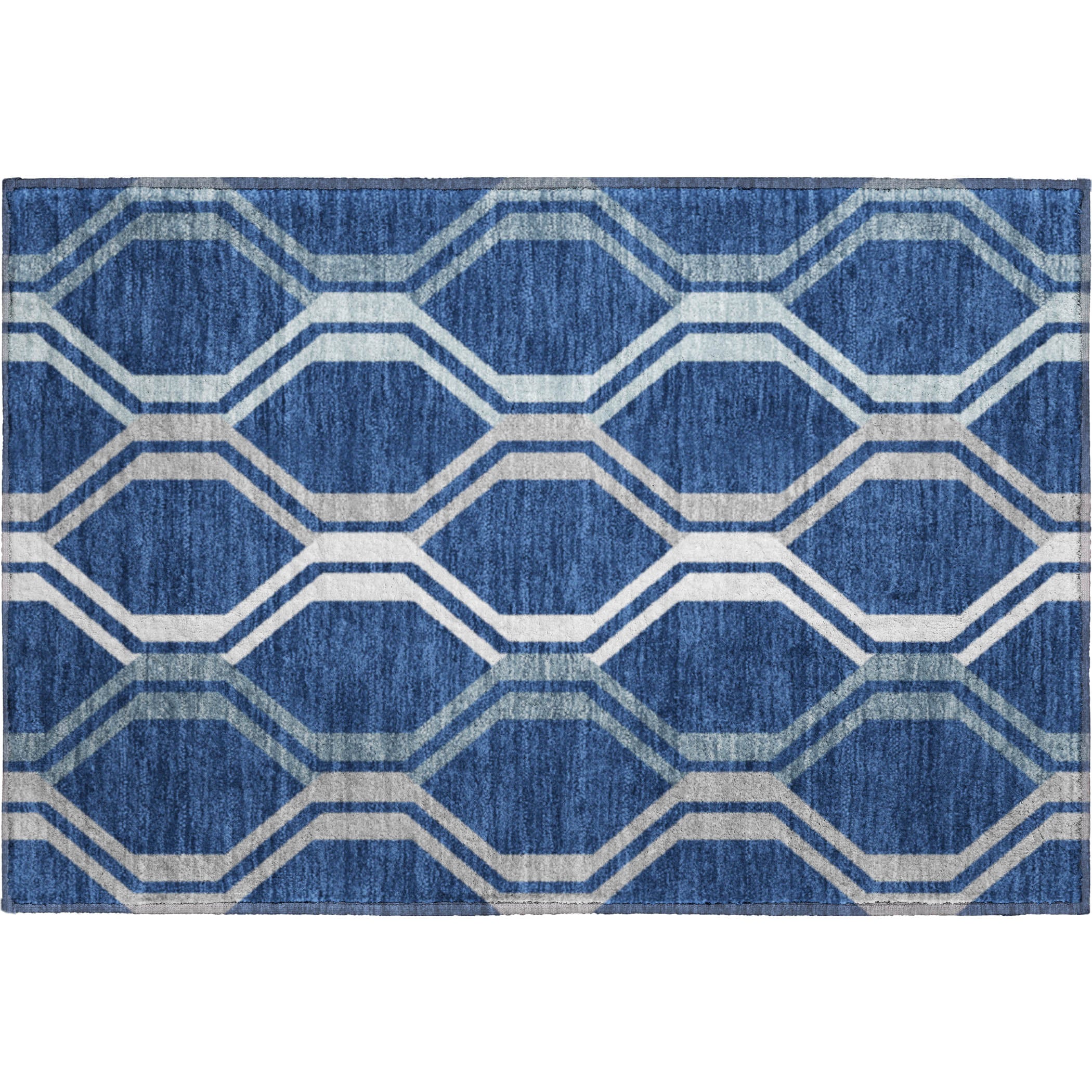 Lucerne Machine Washable Transitional Navy Blue Rug 1'8" x 2'6" #shape_Rectangle