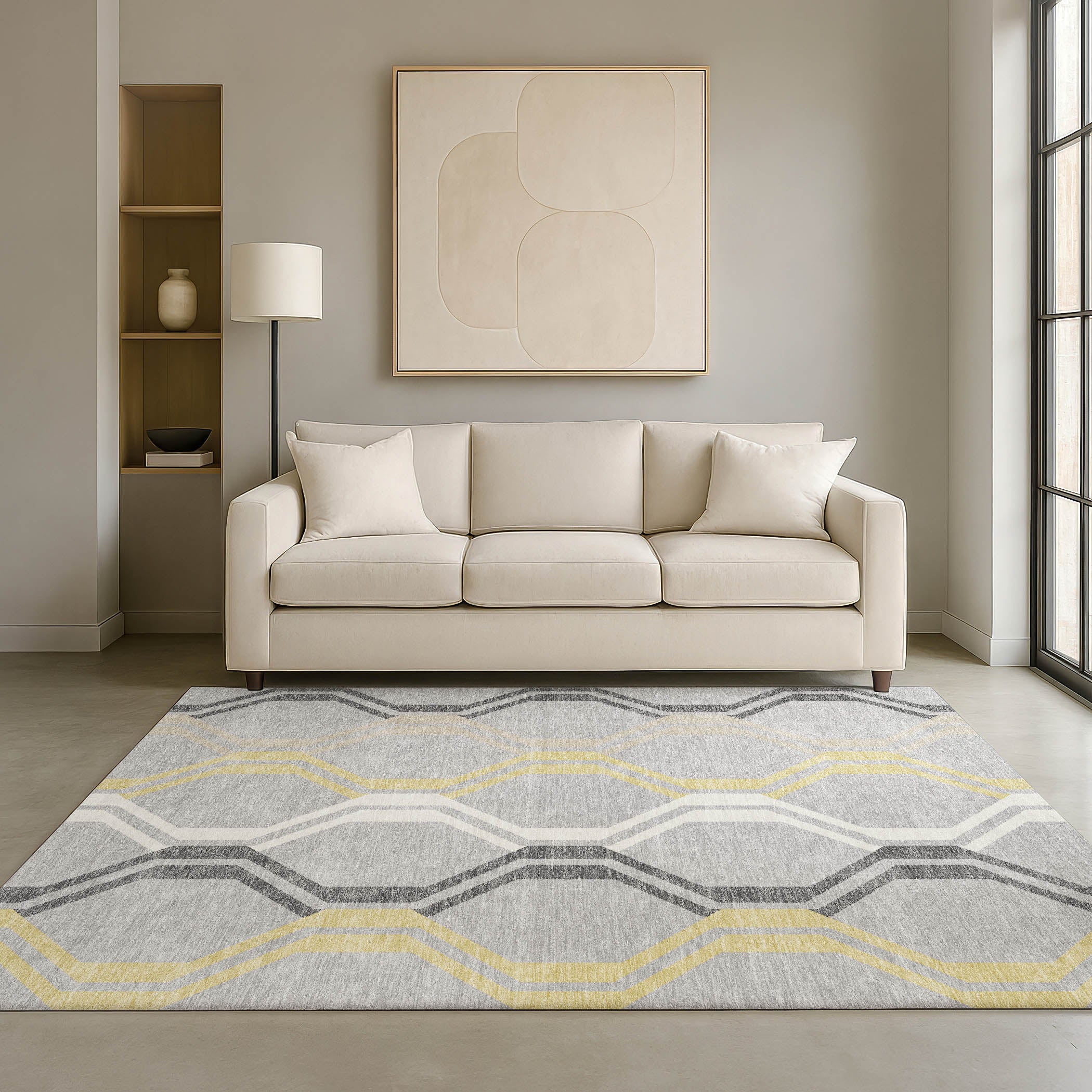 Lucerne Machine Washable Transitional Silver Gray Rug 3' x 5' #shape_Rectangle