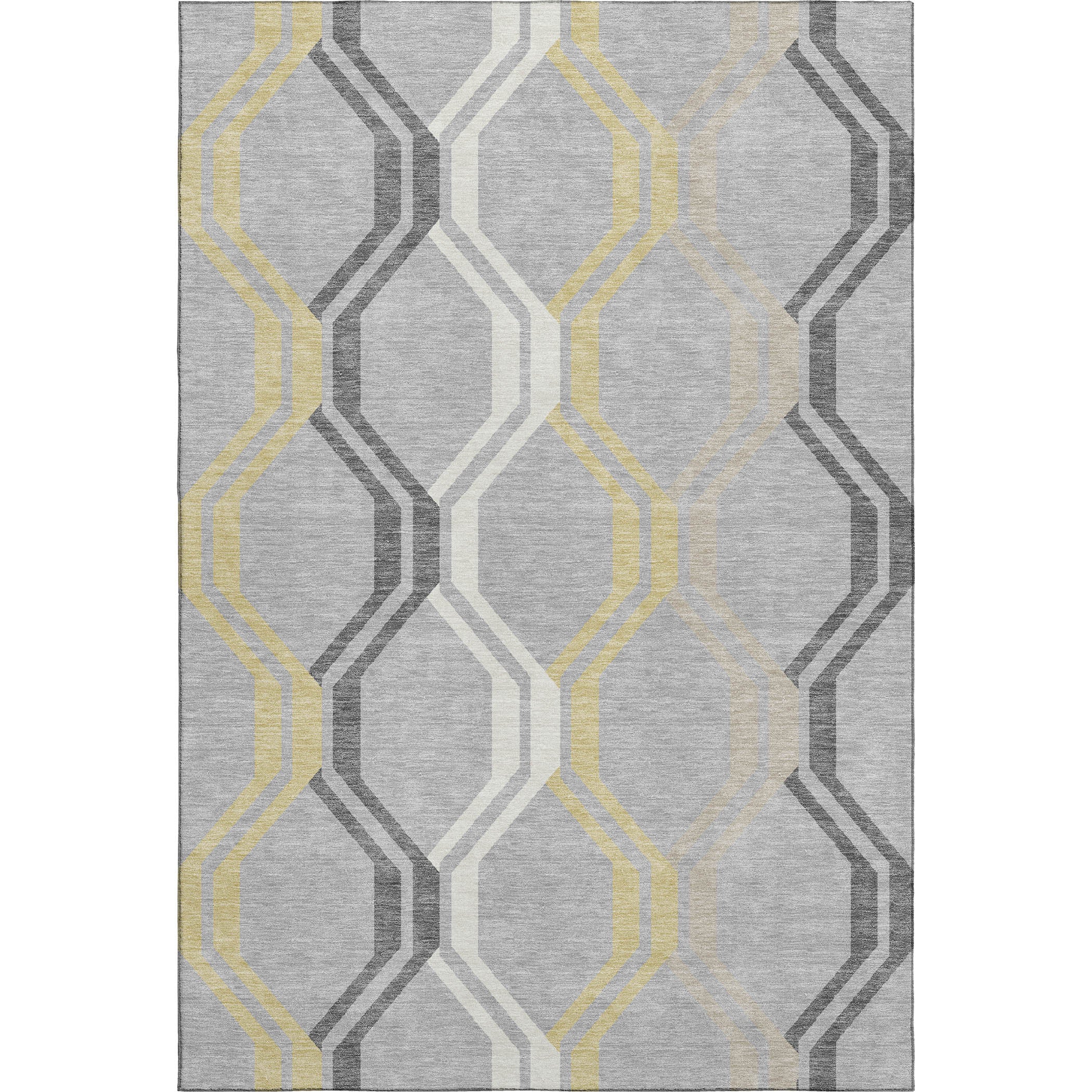 Lucerne Machine Washable Transitional Silver Gray Rug 3' x 5' #shape_Rectangle