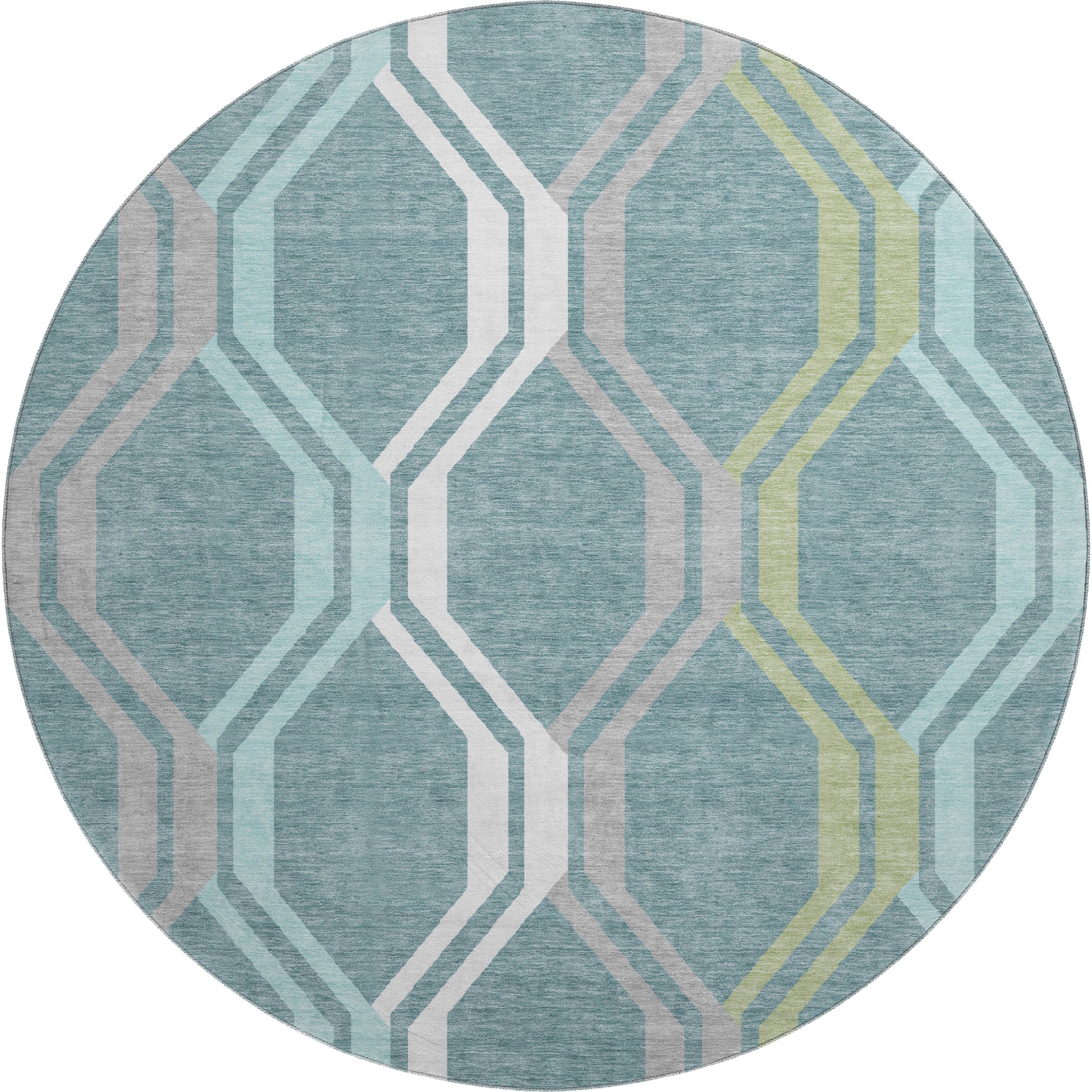 Lucerne Machine Washable Transitional Teal Rug 8' x 8' #shape_Round