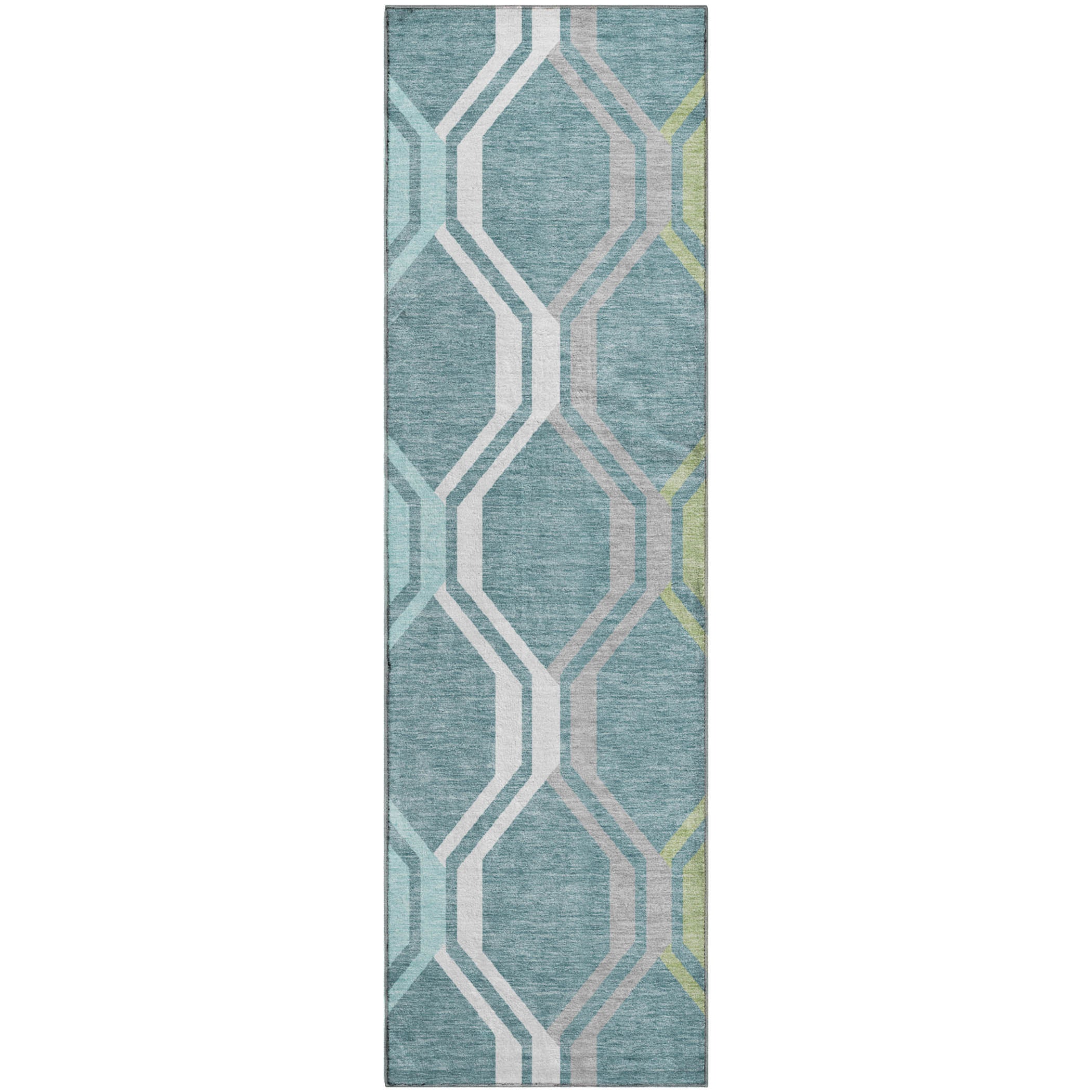 Lucerne Machine Washable Transitional Teal Rug 2'3" x 7'6" #shape_Runner