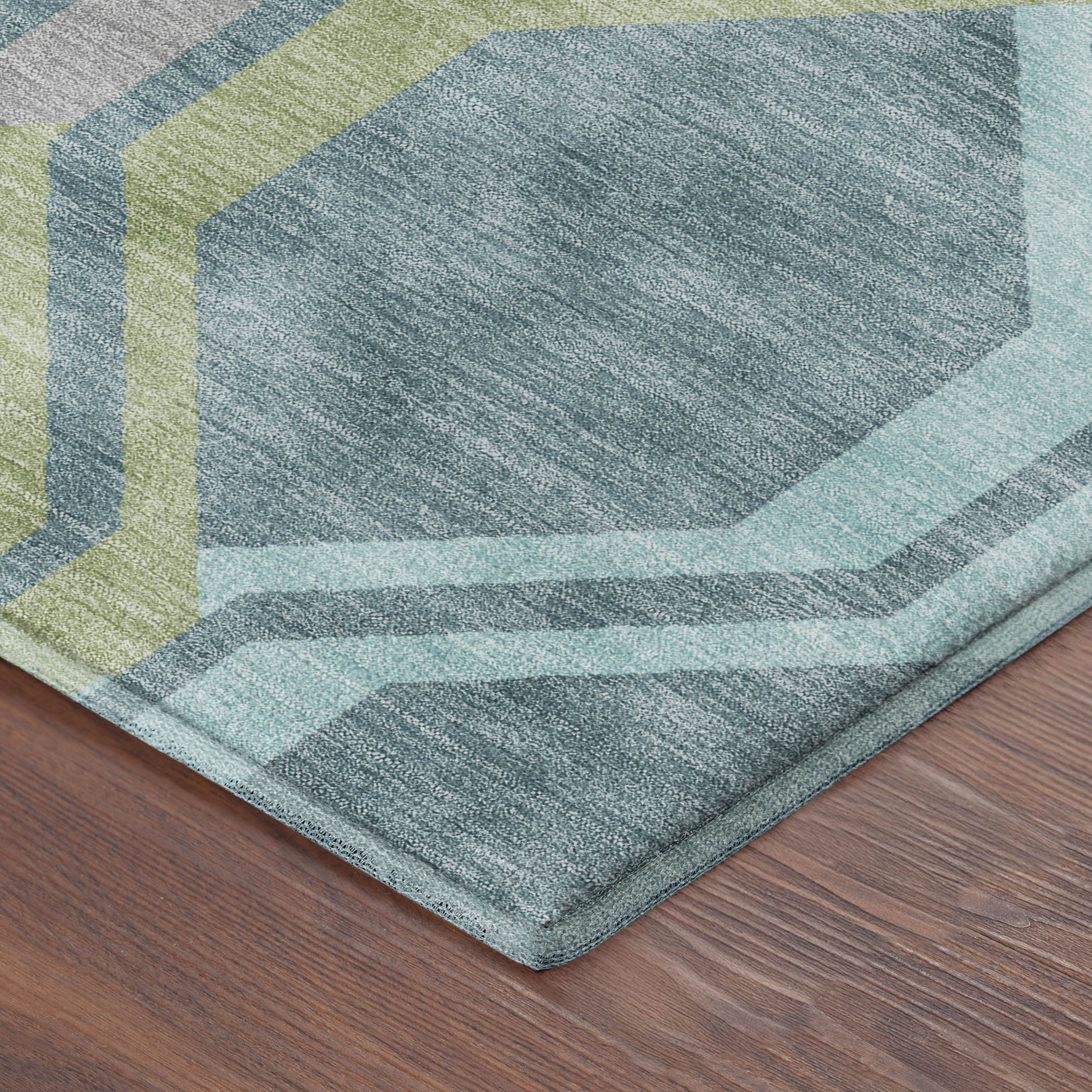 Lucerne Machine Washable Transitional Teal Rug 1'8" x 2'6" #shape_Rectangle
