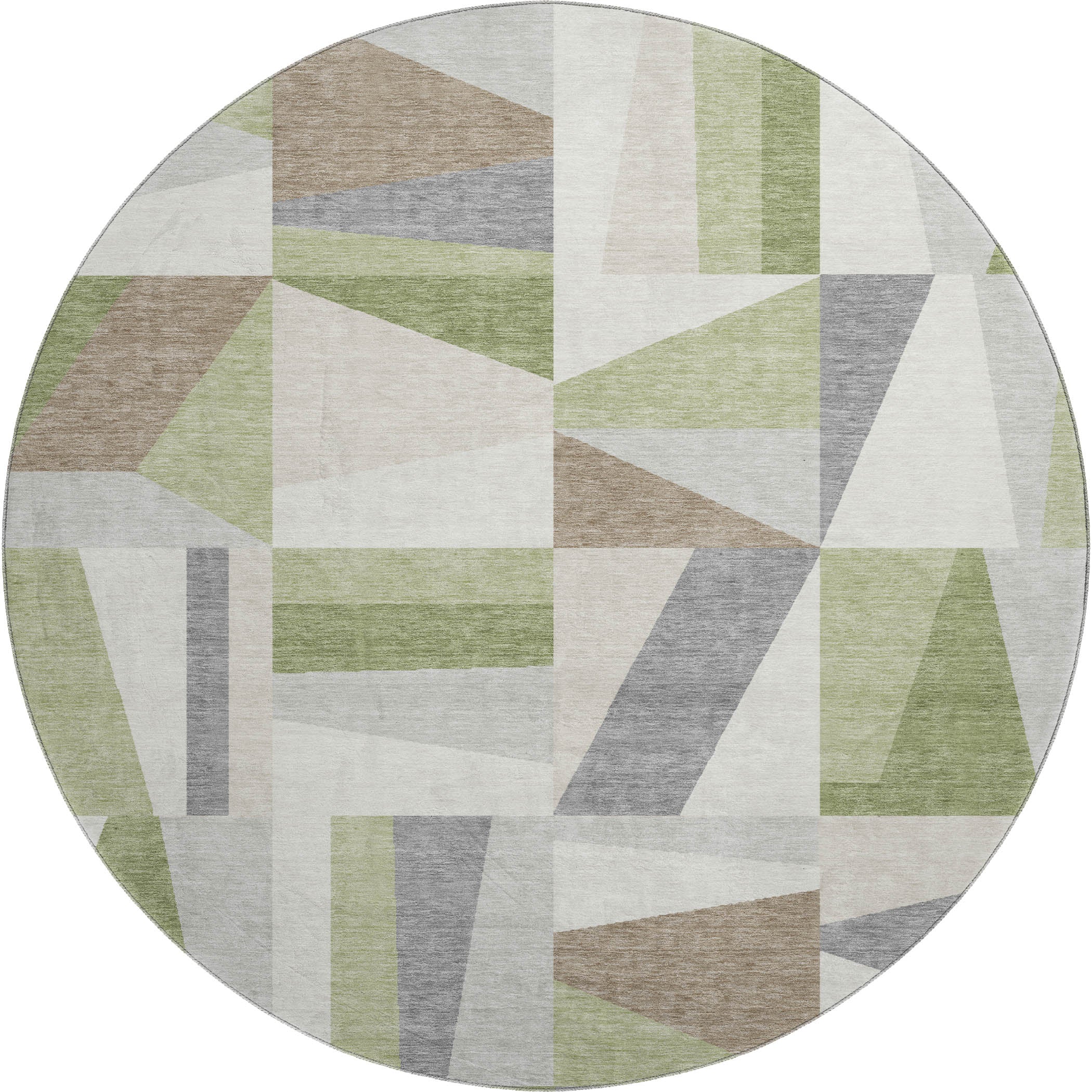 Marrakech Machine Washable Transitional Aloe Green Rug 8' x 8' #shape_Round